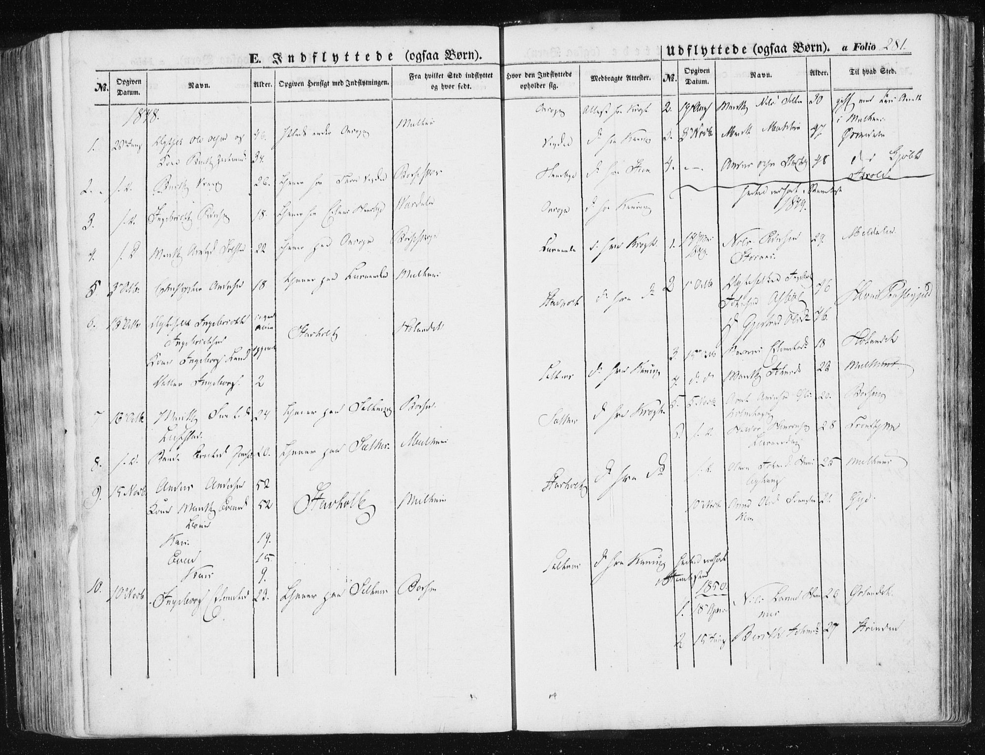 Ministerialprotokoller, klokkerbøker og fødselsregistre - Sør-Trøndelag, AV/SAT-A-1456/612/L0376: Parish register (official) no. 612A08, 1846-1859, p. 281