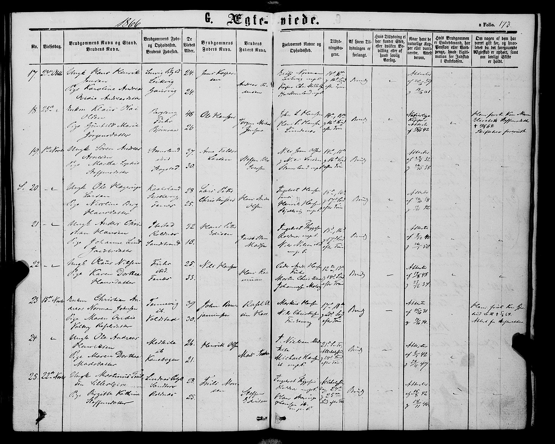Trondenes sokneprestkontor, SATØ/S-1319/H/Ha/L0012kirke: Parish register (official) no. 12, 1863-1870, p. 173