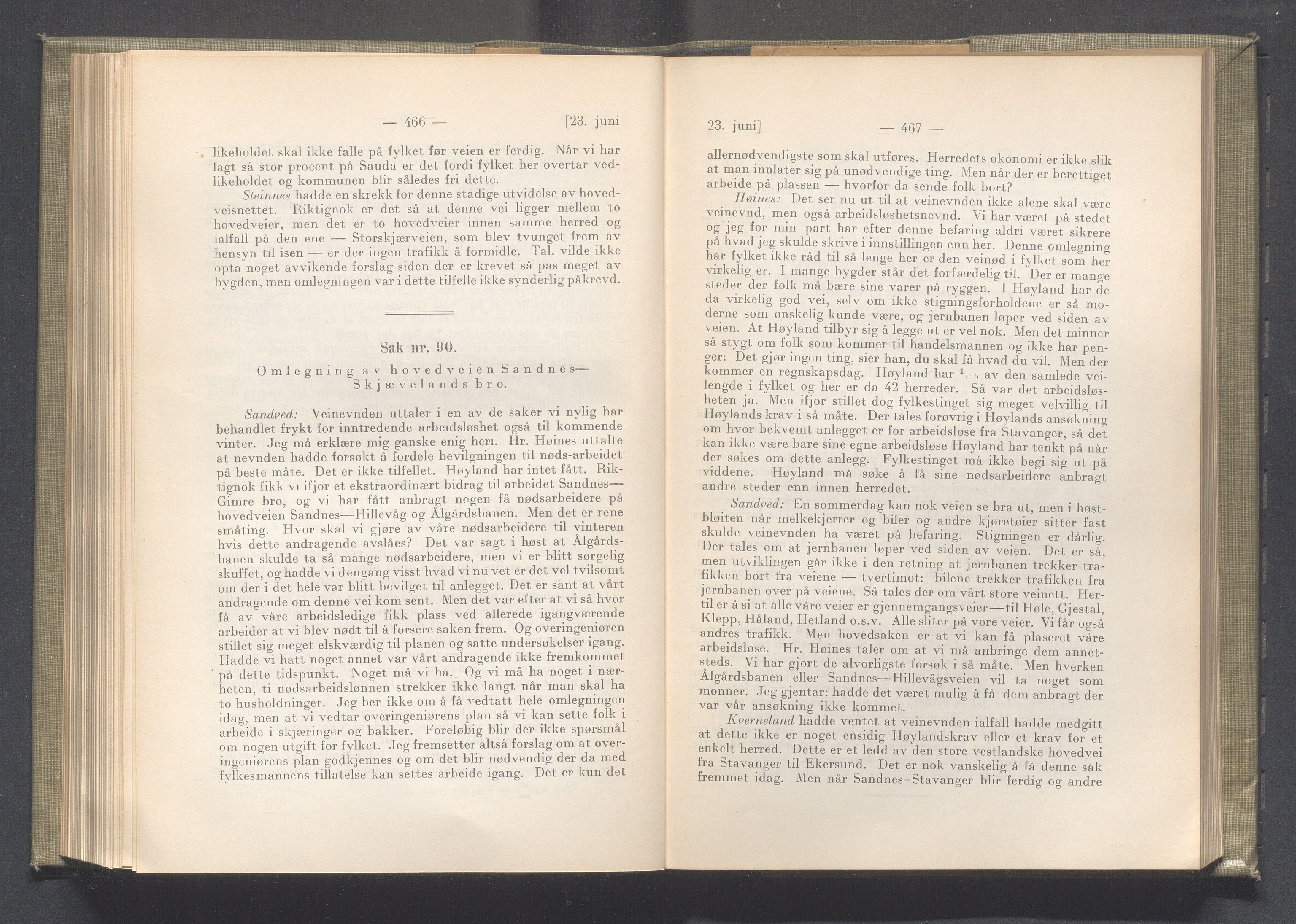 Rogaland fylkeskommune - Fylkesrådmannen , IKAR/A-900/A/Aa/Aaa/L0041: Møtebok , 1922, p. 466-467