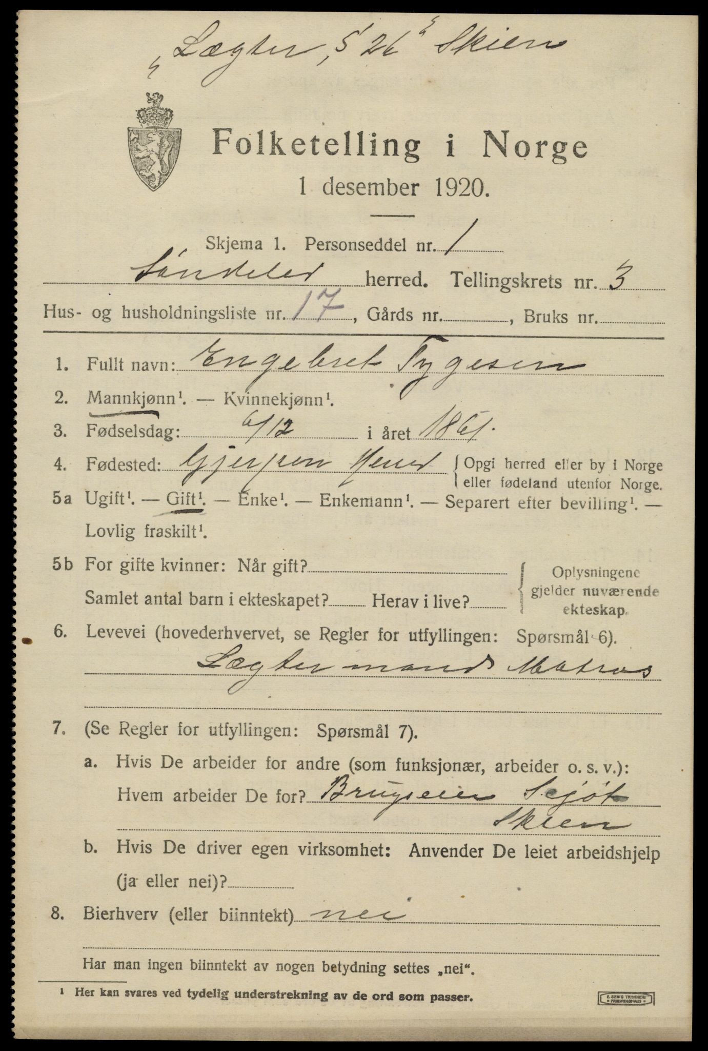 SAK, 1920 census for Søndeled, 1920, p. 2549