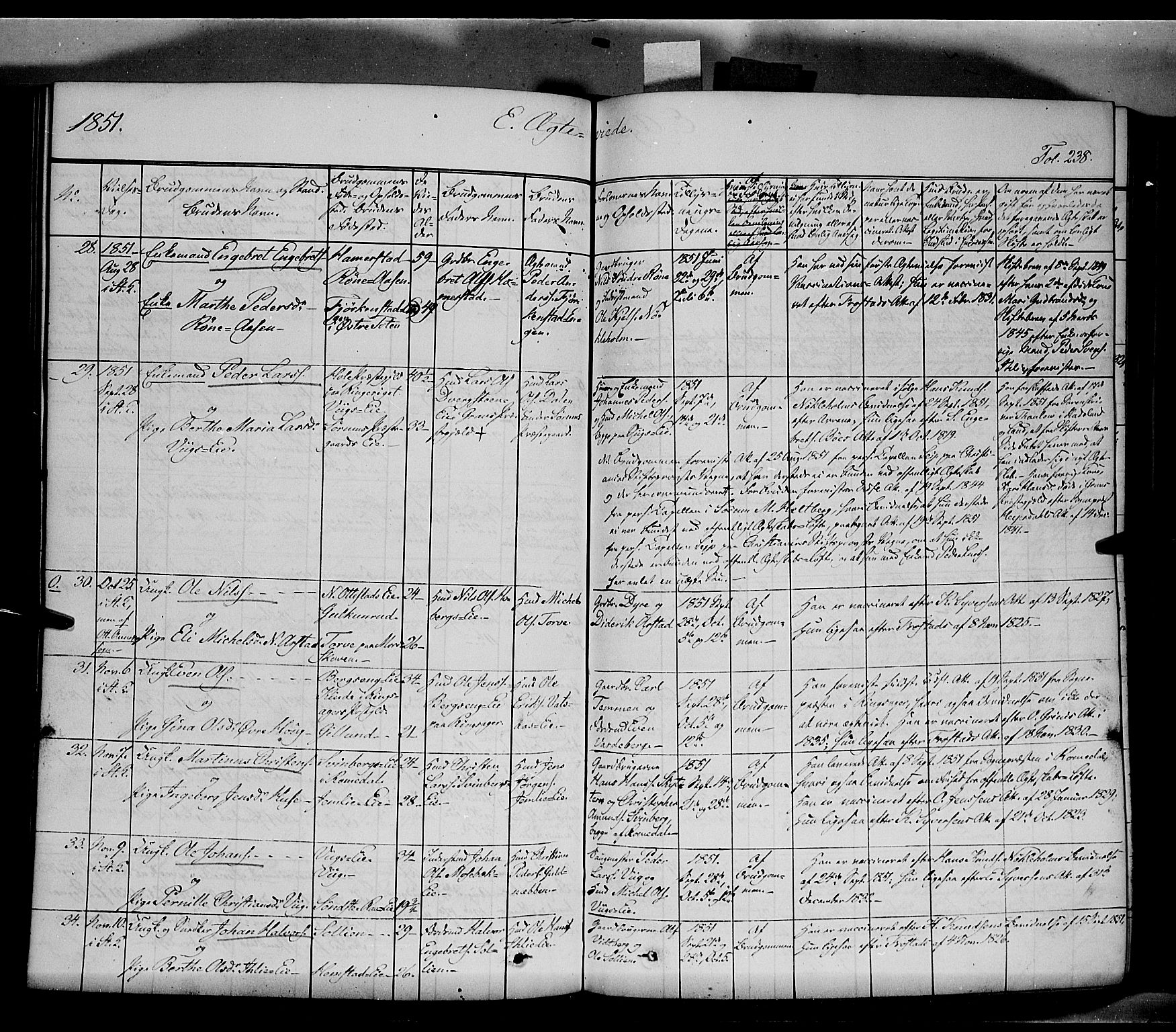 Stange prestekontor, SAH/PREST-002/K/L0011: Parish register (official) no. 11, 1846-1852, p. 238