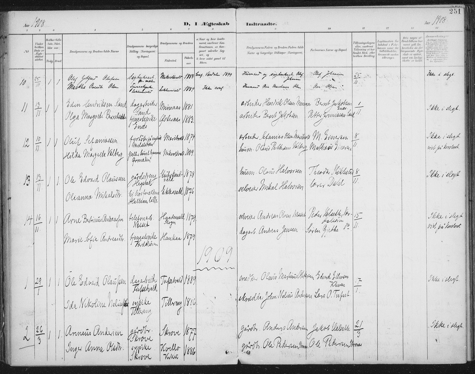 Ministerialprotokoller, klokkerbøker og fødselsregistre - Nord-Trøndelag, AV/SAT-A-1458/723/L0246: Parish register (official) no. 723A15, 1900-1917, p. 251