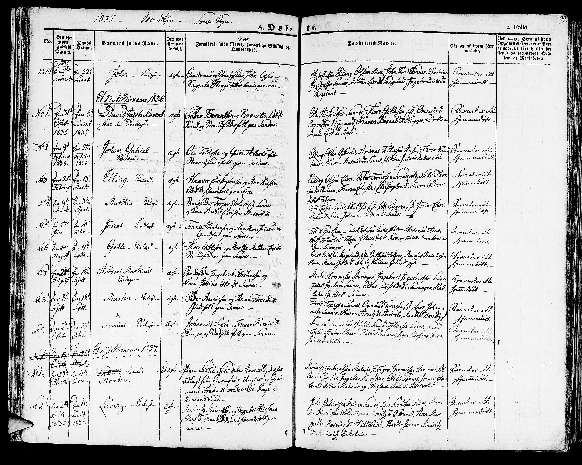 Høyland sokneprestkontor, SAST/A-101799/001/30BA/L0007: Parish register (official) no. A 7 /2, 1825-1841, p. 89