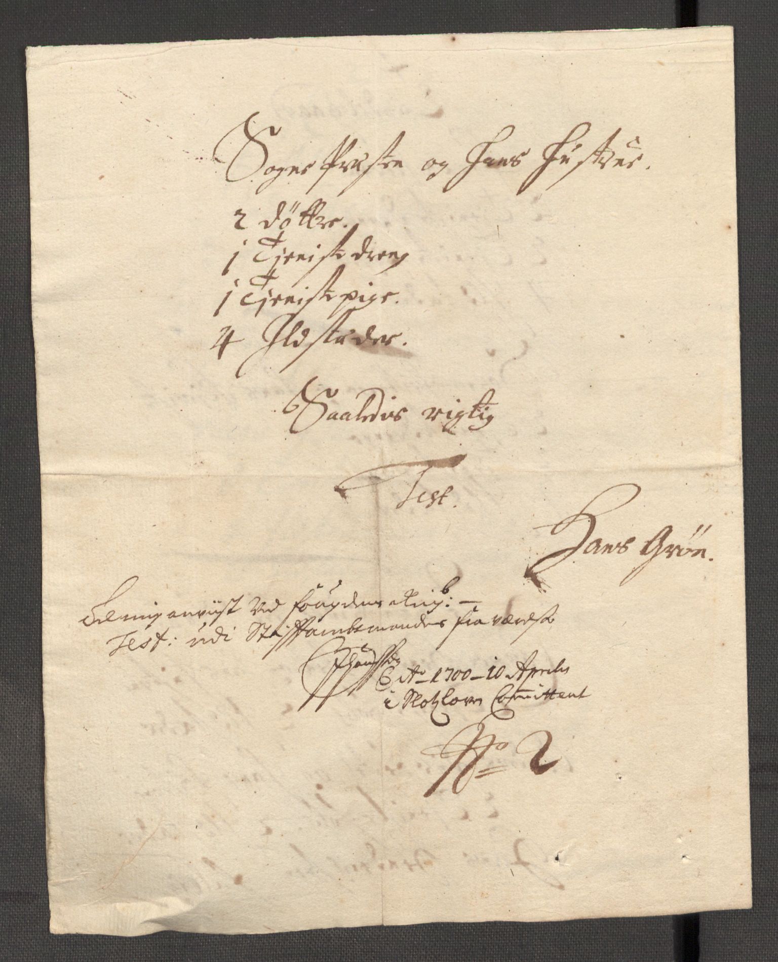 Rentekammeret inntil 1814, Reviderte regnskaper, Fogderegnskap, AV/RA-EA-4092/R57/L3853: Fogderegnskap Fosen, 1698-1699, p. 392