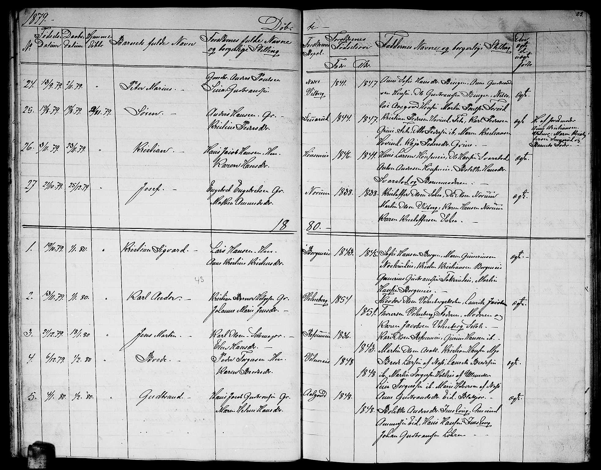 Sørum prestekontor Kirkebøker, AV/SAO-A-10303/G/Ga/L0004: Parish register (copy) no. I 4, 1864-1885, p. 23