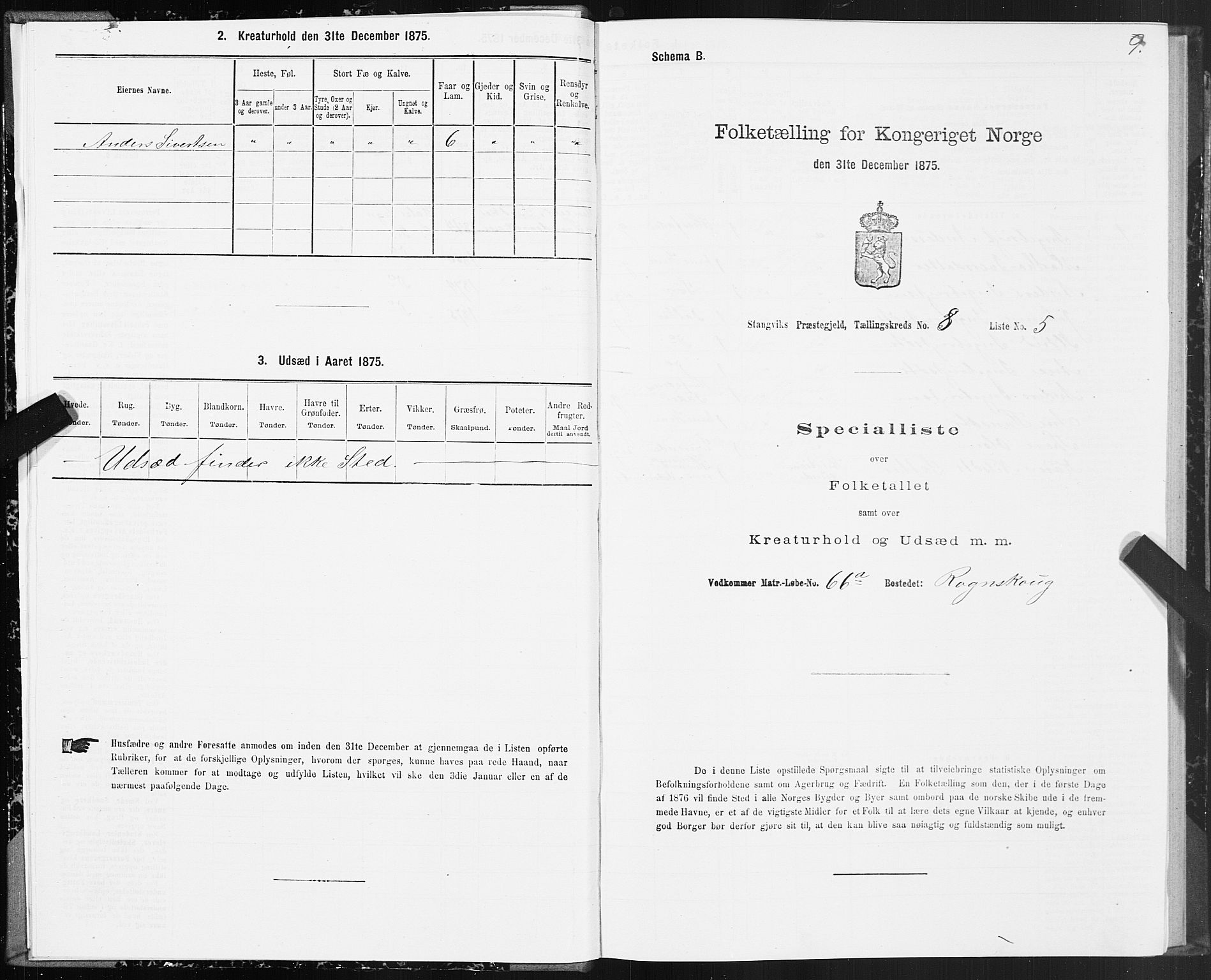 SAT, 1875 census for 1564P Stangvik, 1875, p. 4009