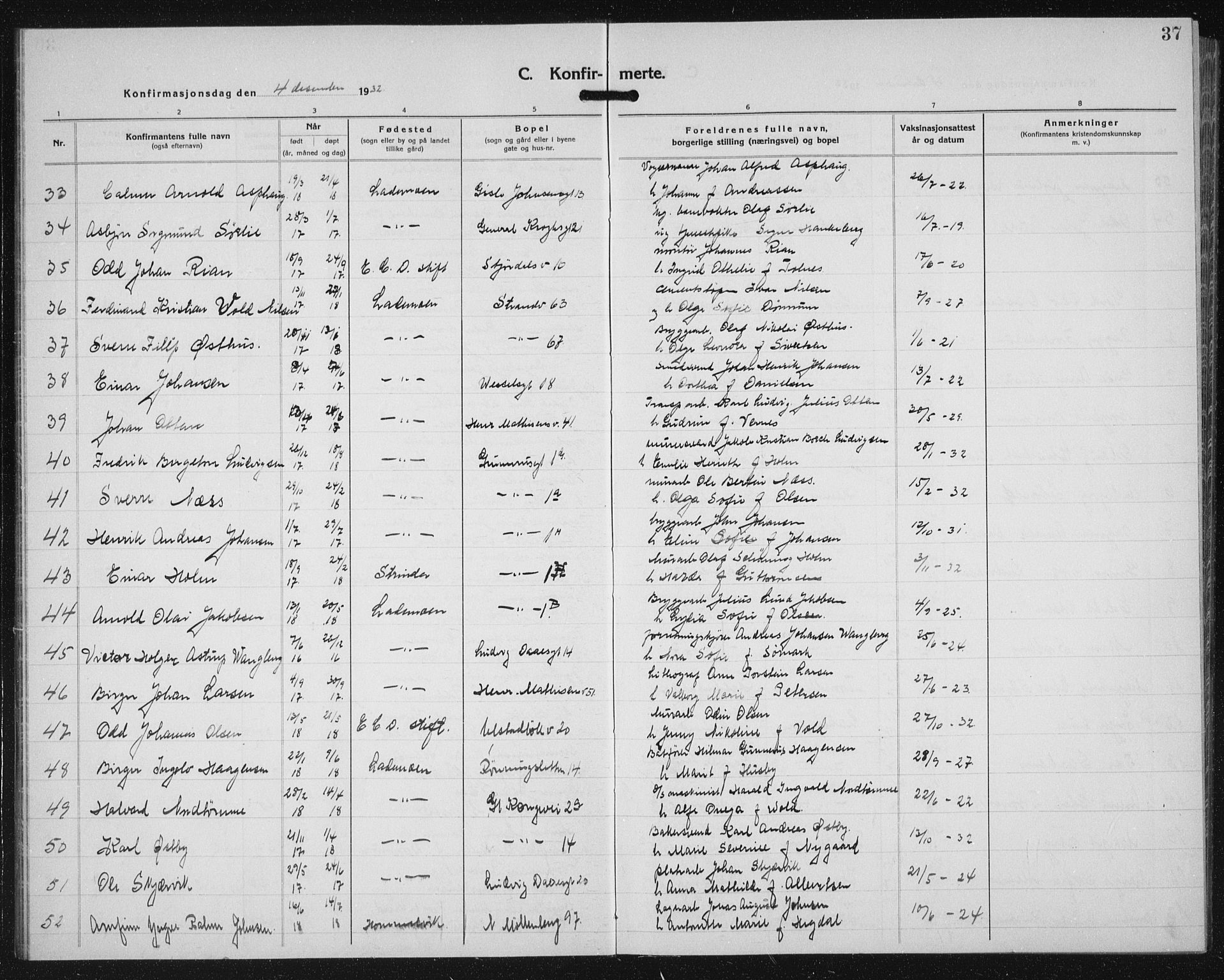 Ministerialprotokoller, klokkerbøker og fødselsregistre - Sør-Trøndelag, AV/SAT-A-1456/605/L0262: Parish register (copy) no. 605C09, 1930-1933, p. 37