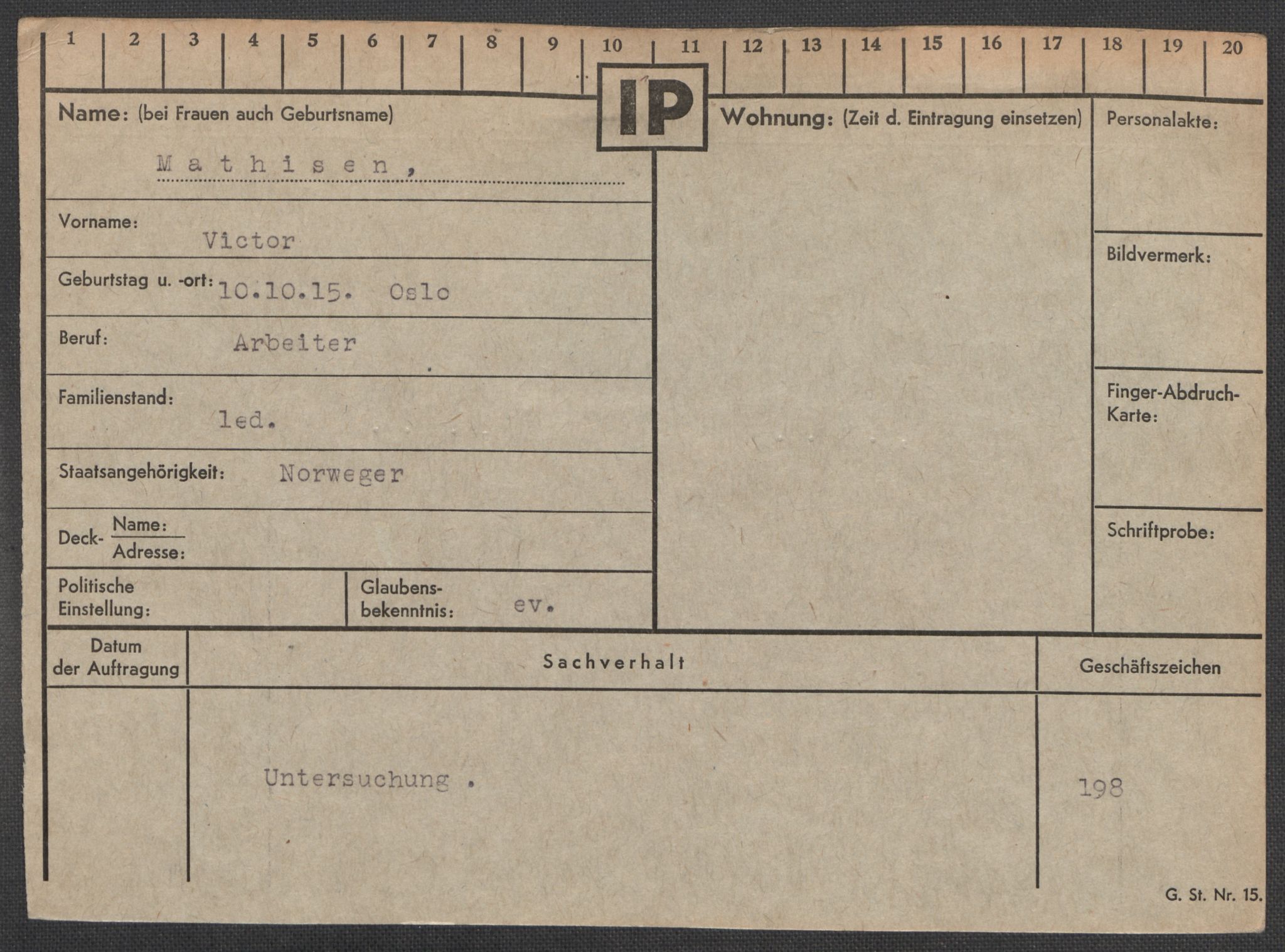 Befehlshaber der Sicherheitspolizei und des SD, AV/RA-RAFA-5969/E/Ea/Eaa/L0007: Register over norske fanger i Møllergata 19: Lundb-N, 1940-1945, p. 470