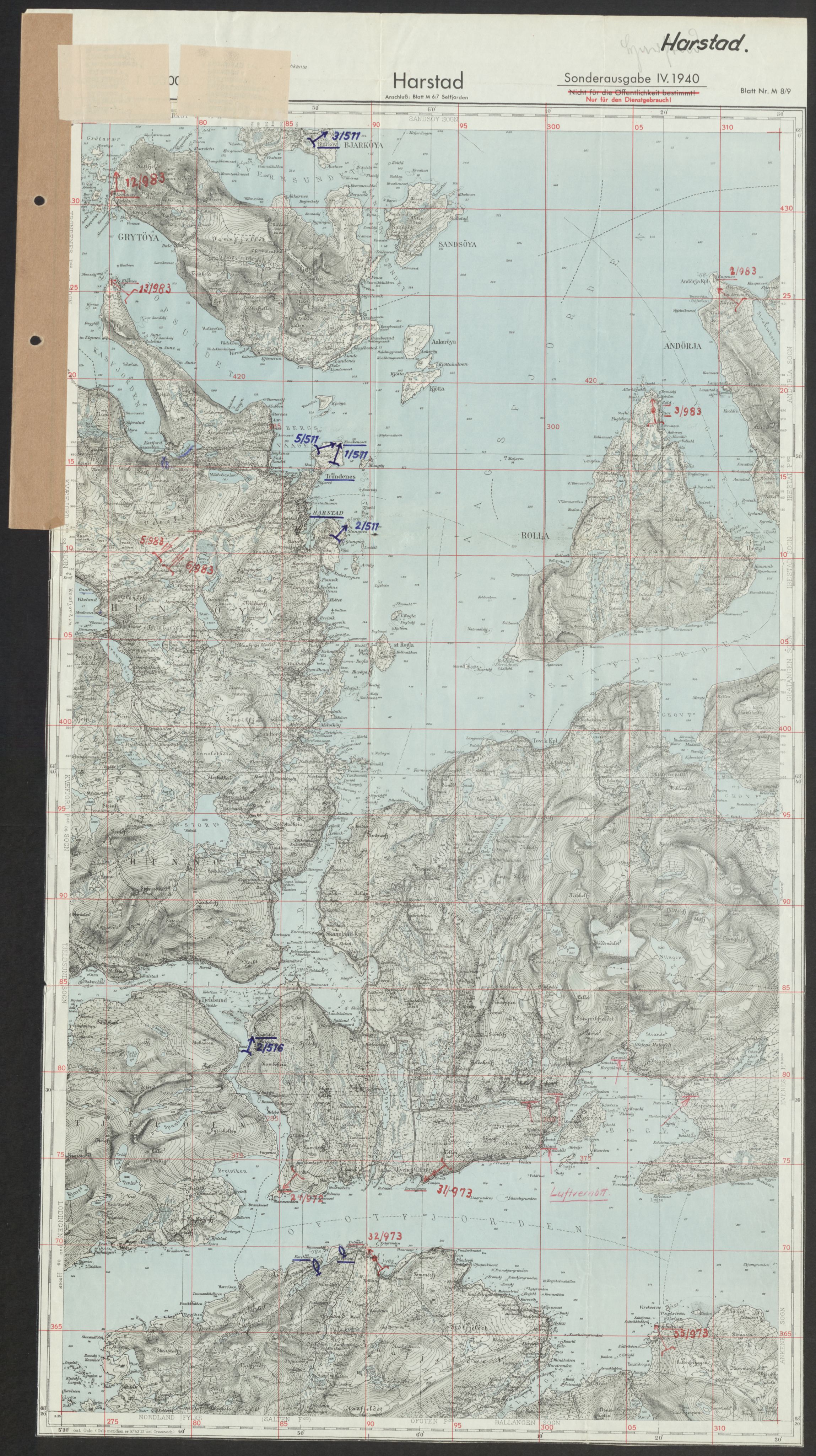 Forsvaret, Generalinspektør og sjefen for Kystartilleriet, AV/RA-RAFA-2045/F/Fa/L0016: Tyske oversiktskarter over festningsanlegg, 1940-1945, p. 234