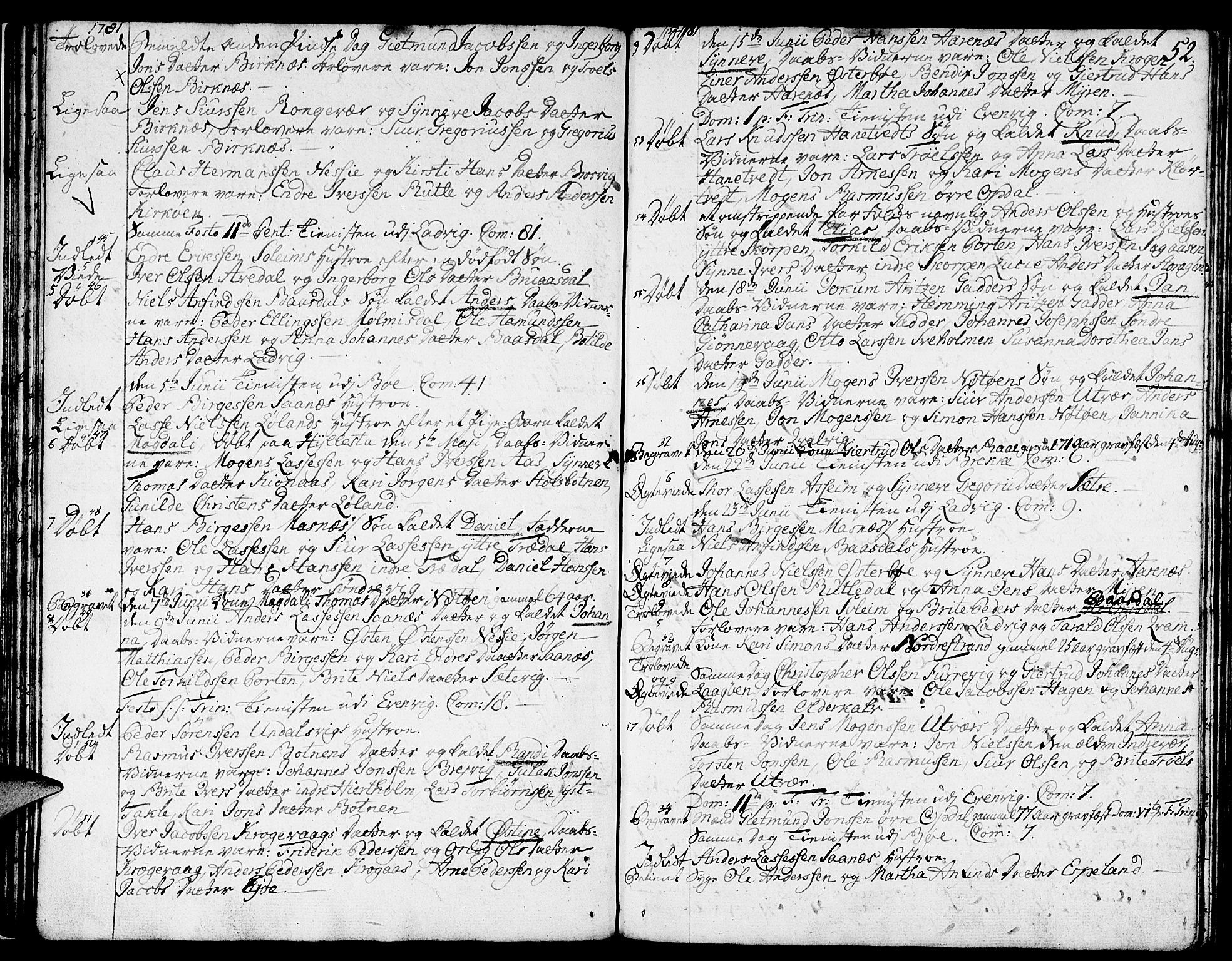 Gulen sokneprestembete, AV/SAB-A-80201/H/Haa/Haaa/L0013: Parish register (official) no. A 13, 1776-1787, p. 52