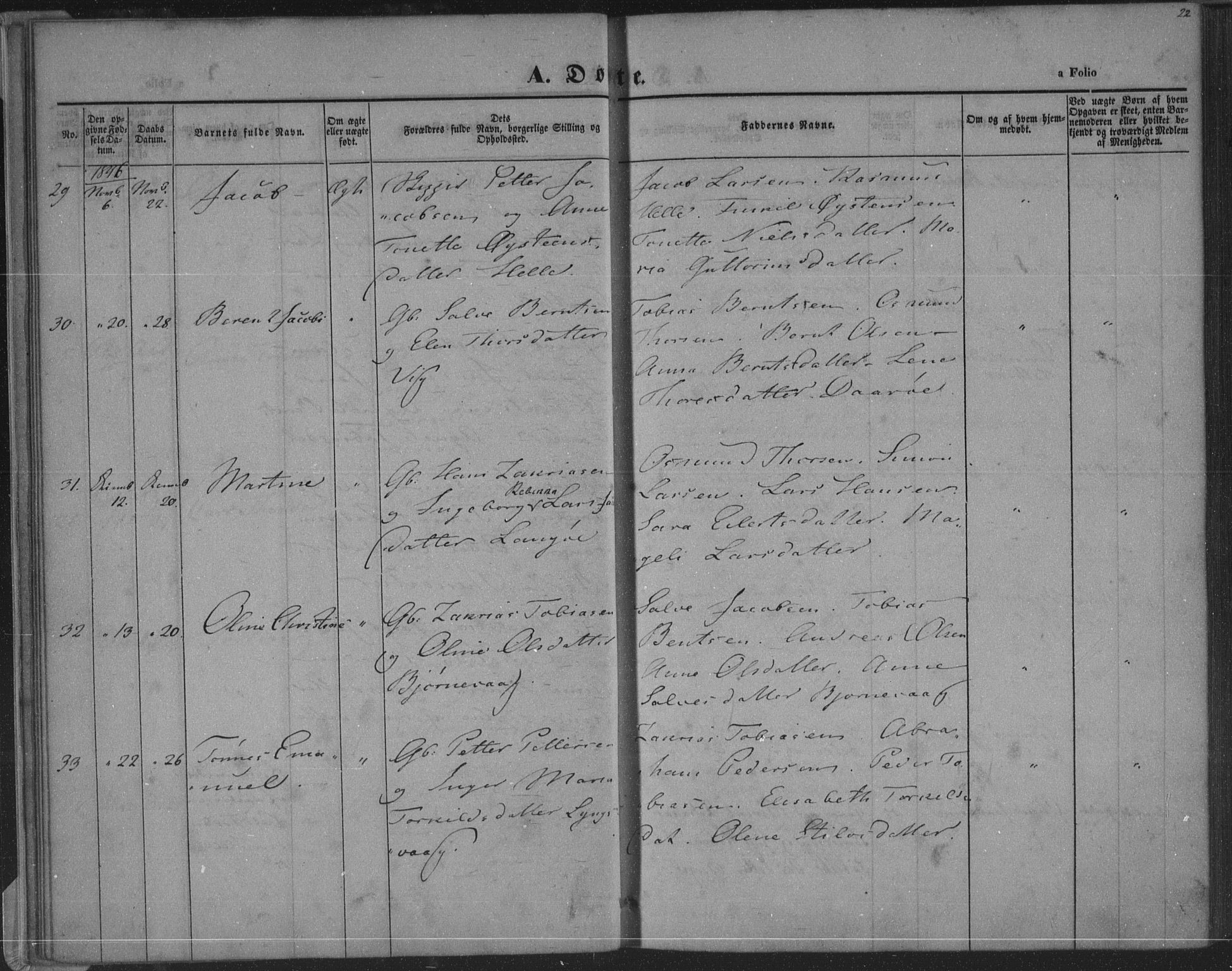 Herad sokneprestkontor, AV/SAK-1111-0018/F/Fa/Fab/L0003: Parish register (official) no. A 3, 1844-1853, p. 22