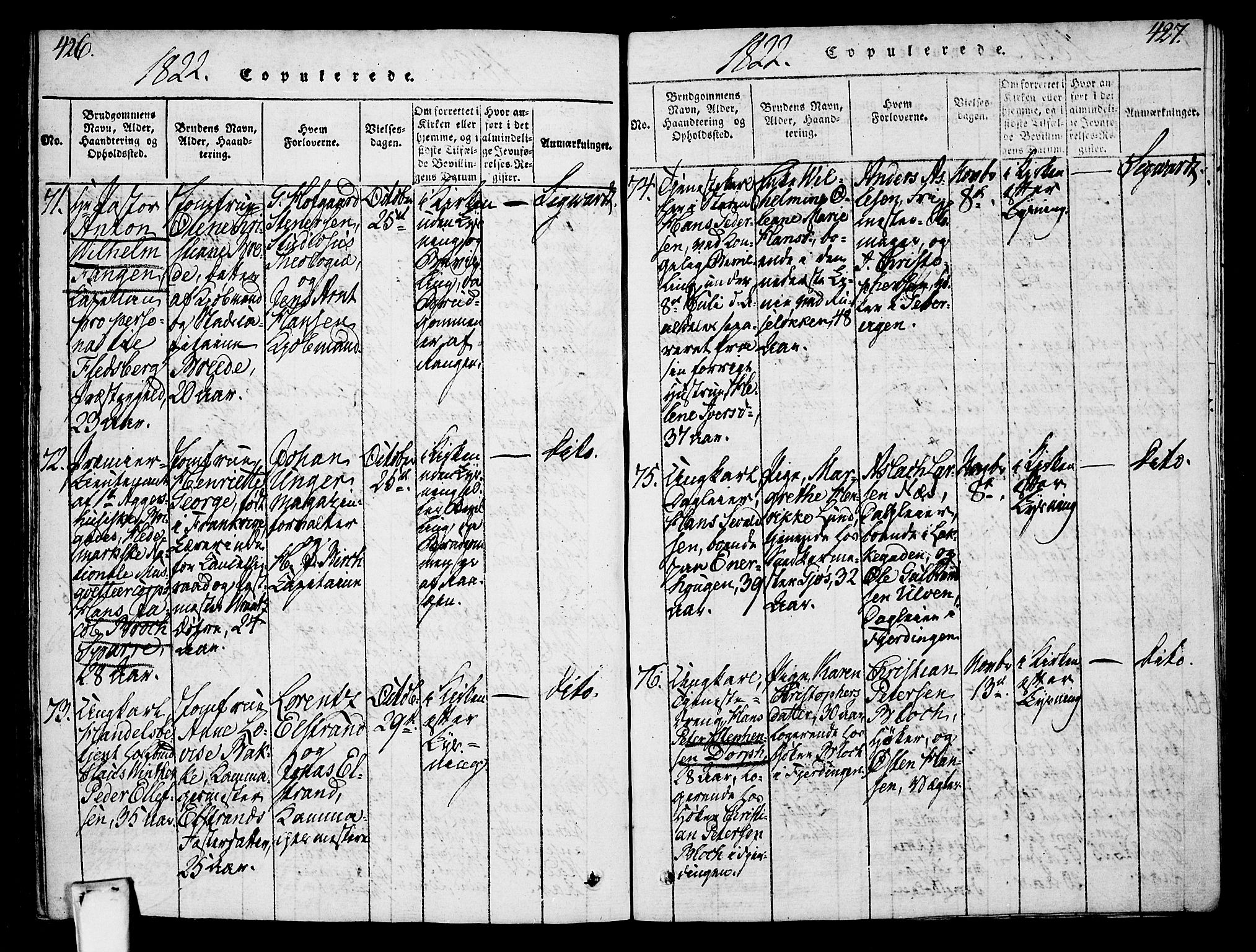Oslo domkirke Kirkebøker, SAO/A-10752/F/Fa/L0007: Parish register (official) no. 7, 1817-1824, p. 426-427