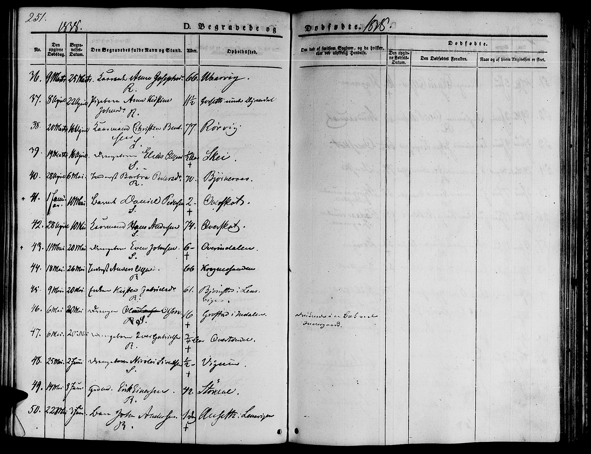 Ministerialprotokoller, klokkerbøker og fødselsregistre - Sør-Trøndelag, AV/SAT-A-1456/646/L0610: Parish register (official) no. 646A08, 1837-1847, p. 251