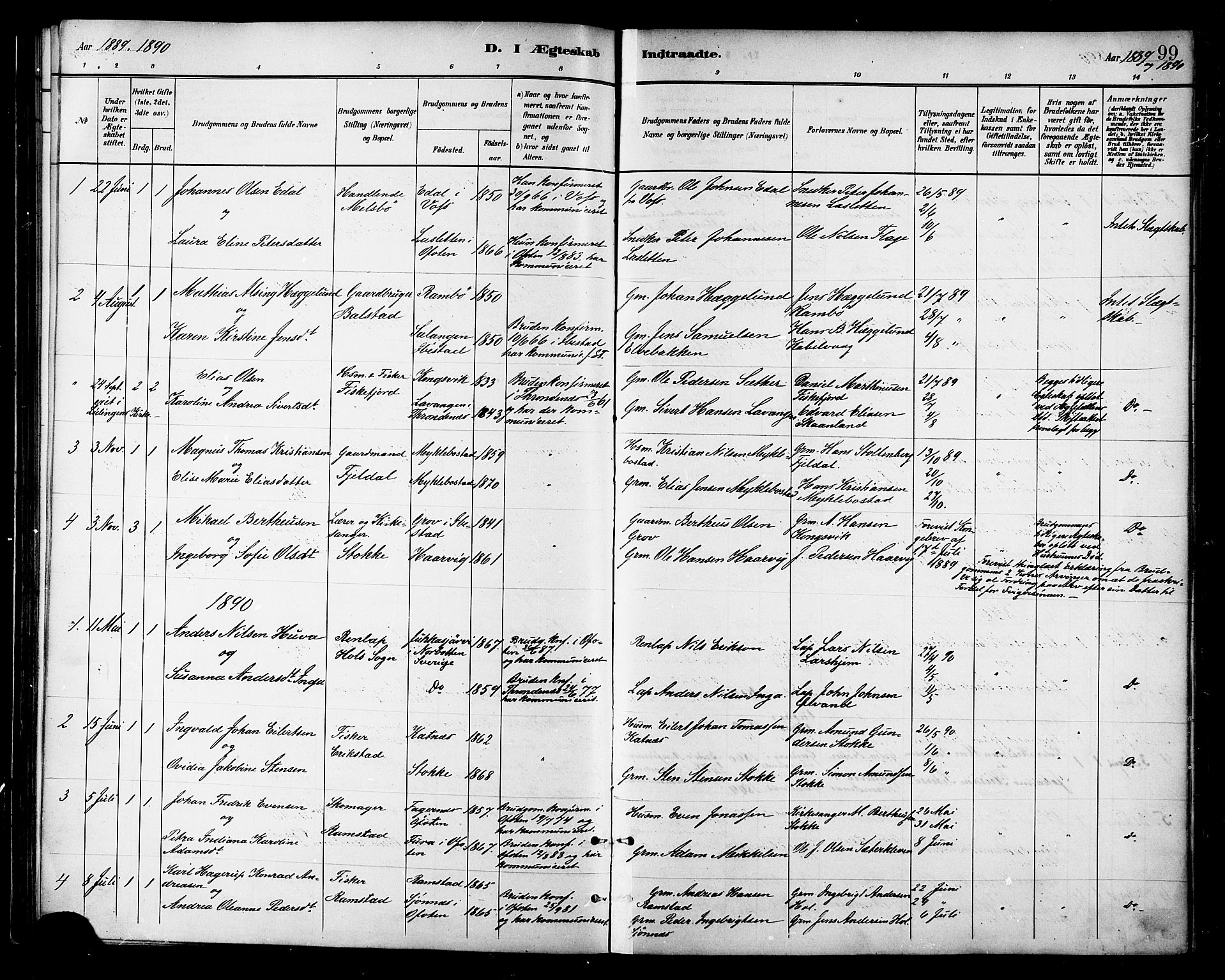 Ministerialprotokoller, klokkerbøker og fødselsregistre - Nordland, SAT/A-1459/865/L0924: Parish register (official) no. 865A02, 1885-1896, p. 99