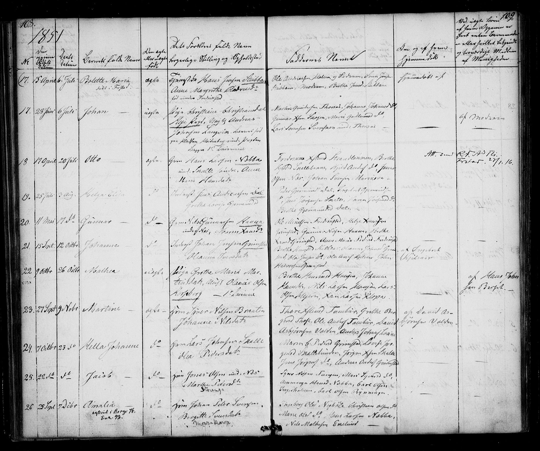 Borge prestekontor Kirkebøker, AV/SAO-A-10903/F/Fb/L0001: Parish register (official) no. II 1, 1836-1852, p. 108-109