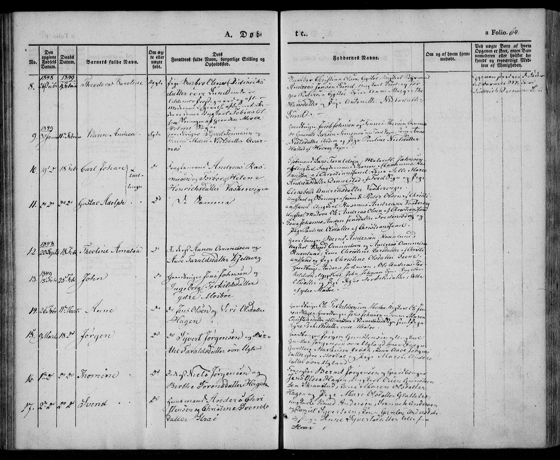 Oddernes sokneprestkontor, AV/SAK-1111-0033/F/Fa/Faa/L0006: Parish register (official) no. A 6, 1838-1851, p. 64