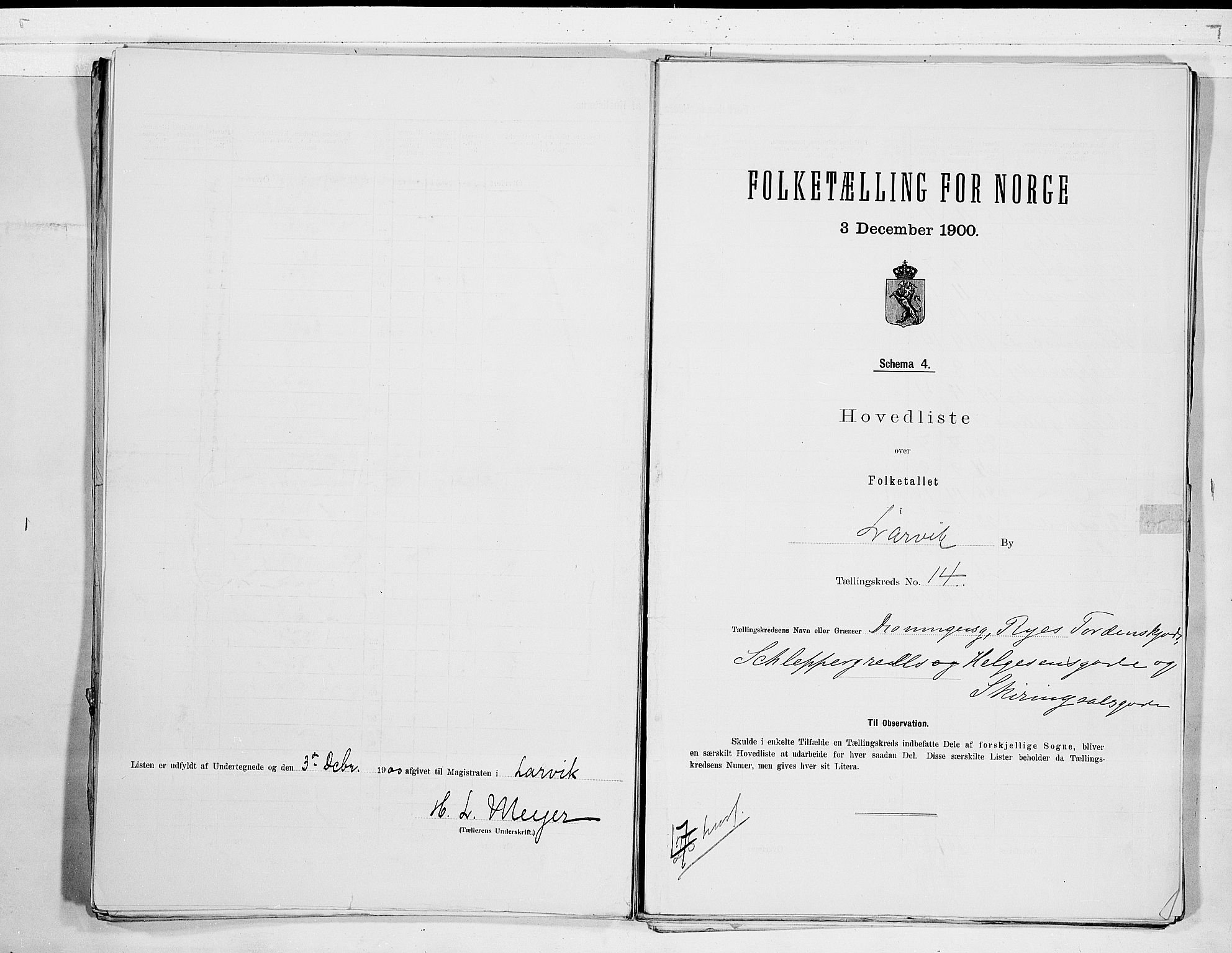 RA, 1900 census for Larvik, 1900, p. 30