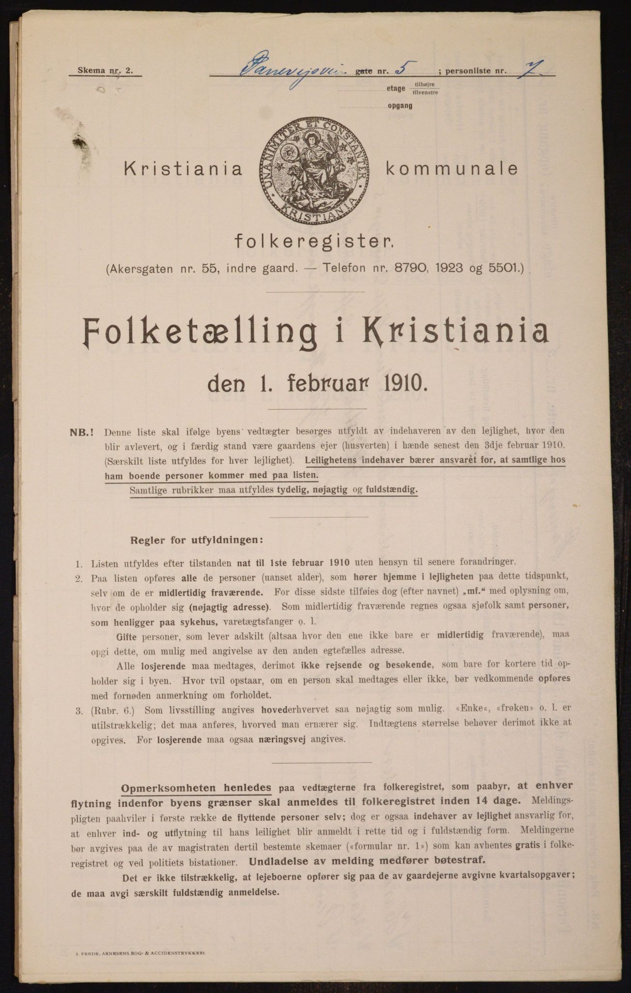 OBA, Municipal Census 1910 for Kristiania, 1910, p. 14452