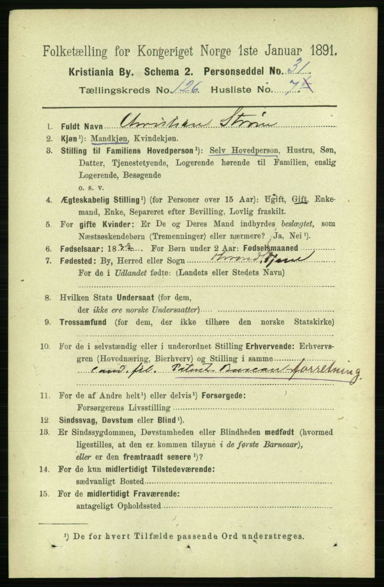 RA, 1891 census for 0301 Kristiania, 1891, p. 67435