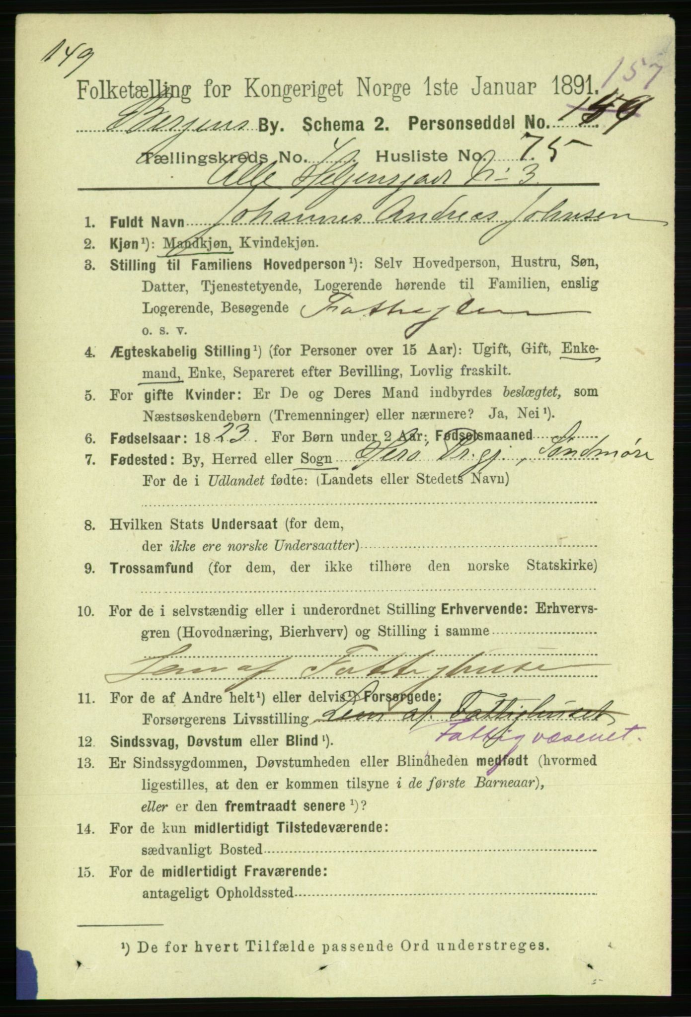 RA, 1891 Census for 1301 Bergen, 1891, p. 13688