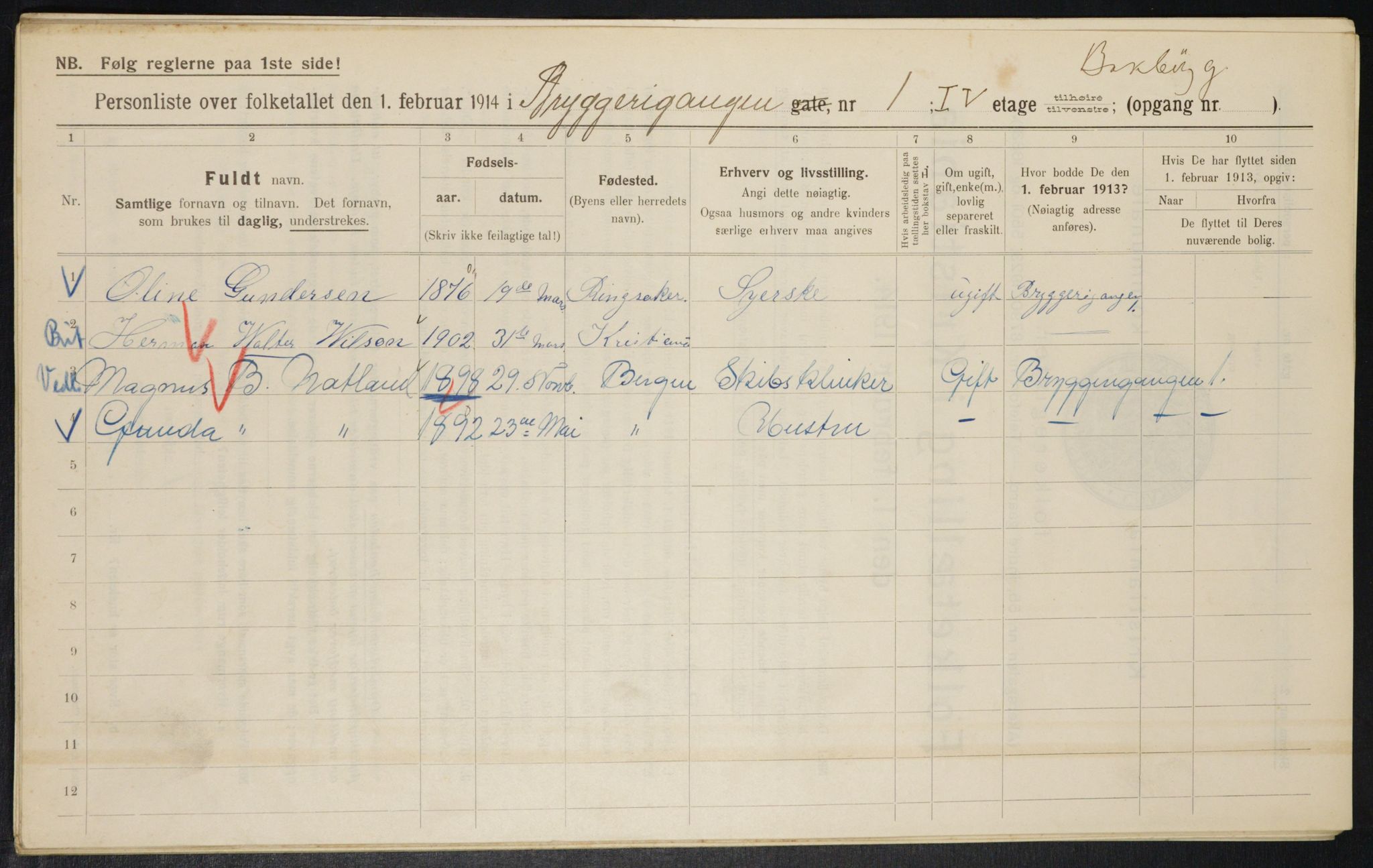 OBA, Municipal Census 1914 for Kristiania, 1914, p. 10004