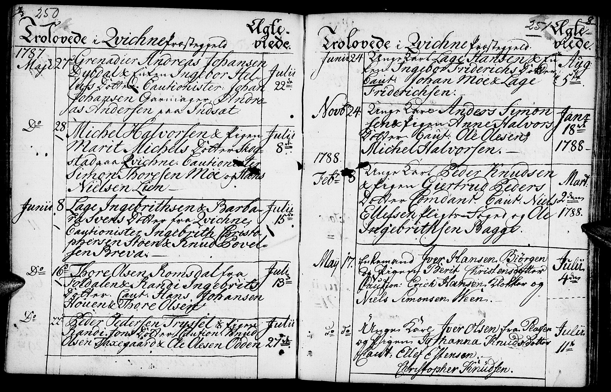 Kvikne prestekontor, AV/SAH-PREST-064/H/Ha/Haa/L0003: Parish register (official) no. 3, 1785-1814, p. 250-251