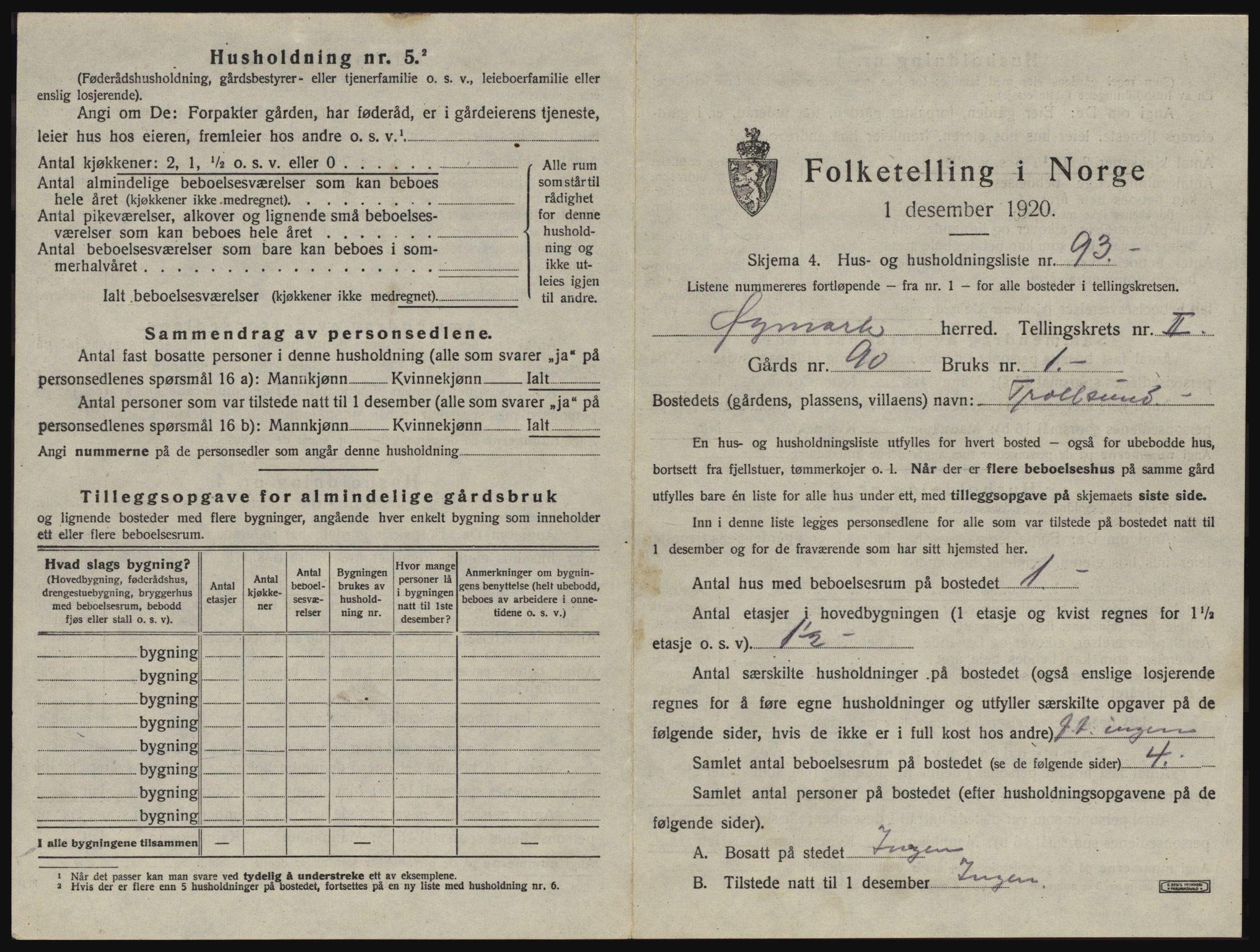 SAO, 1920 census for Øymark, 1920, p. 271