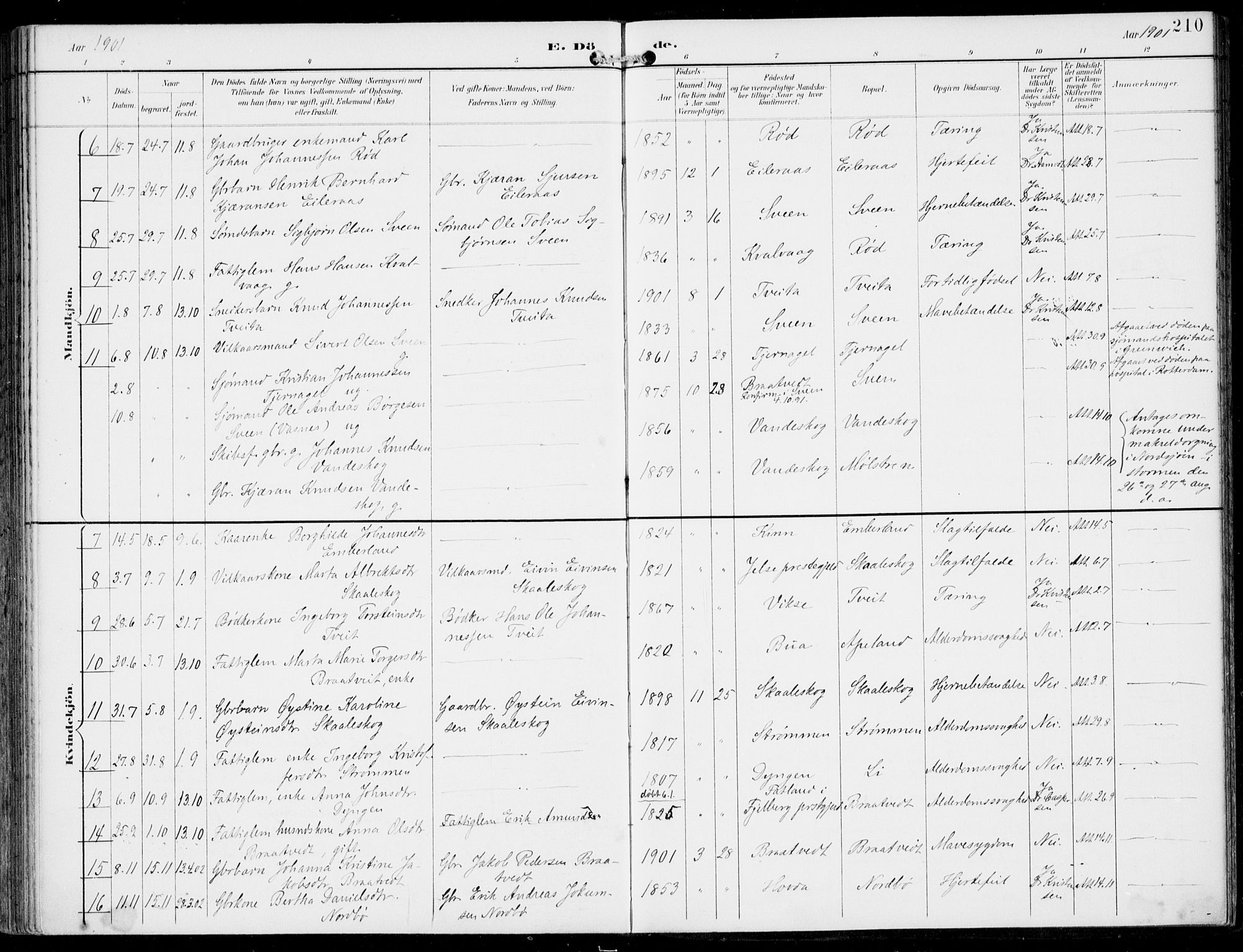 Sveio Sokneprestembete, AV/SAB-A-78501/H/Haa: Parish register (official) no. B  3, 1894-1906, p. 210