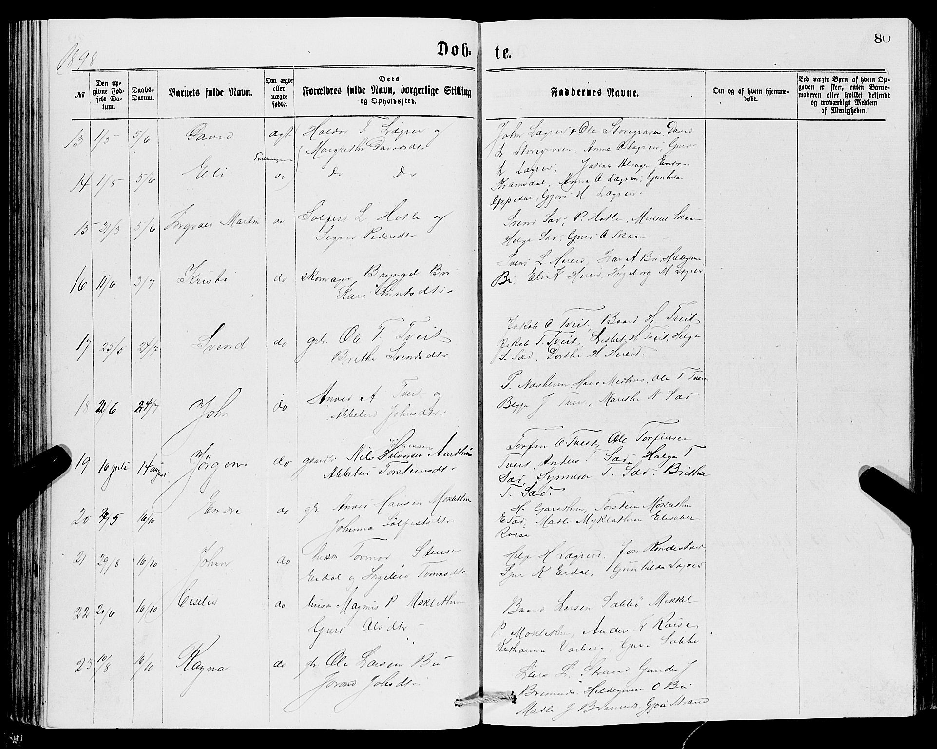 Ullensvang sokneprestembete, SAB/A-78701/H/Hab: Parish register (copy) no. C 2, 1871-1899, p. 80