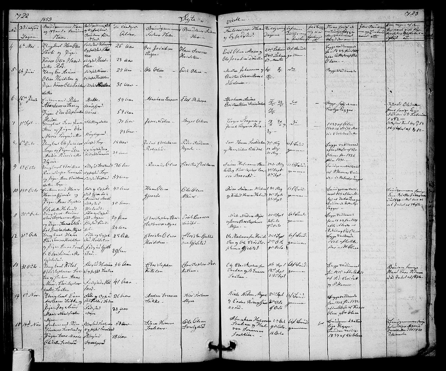 Andebu kirkebøker, AV/SAKO-A-336/G/Ga/L0003: Parish register (copy) no. I 3, 1832-1867, p. 722-723