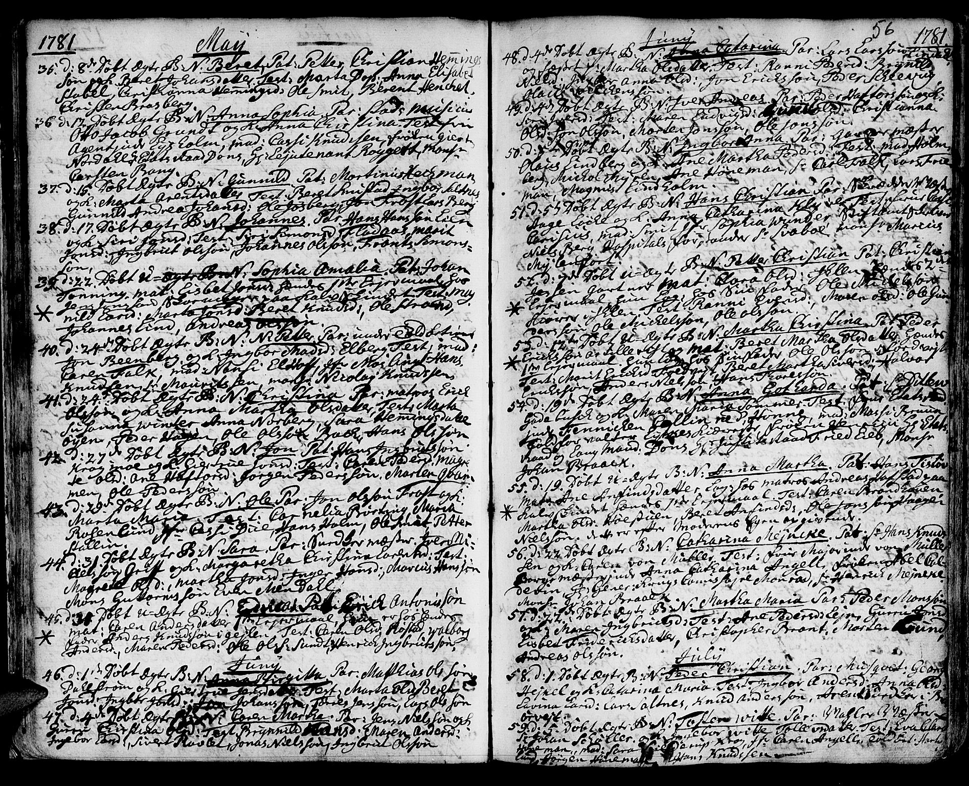 Ministerialprotokoller, klokkerbøker og fødselsregistre - Sør-Trøndelag, SAT/A-1456/601/L0039: Parish register (official) no. 601A07, 1770-1819, p. 56