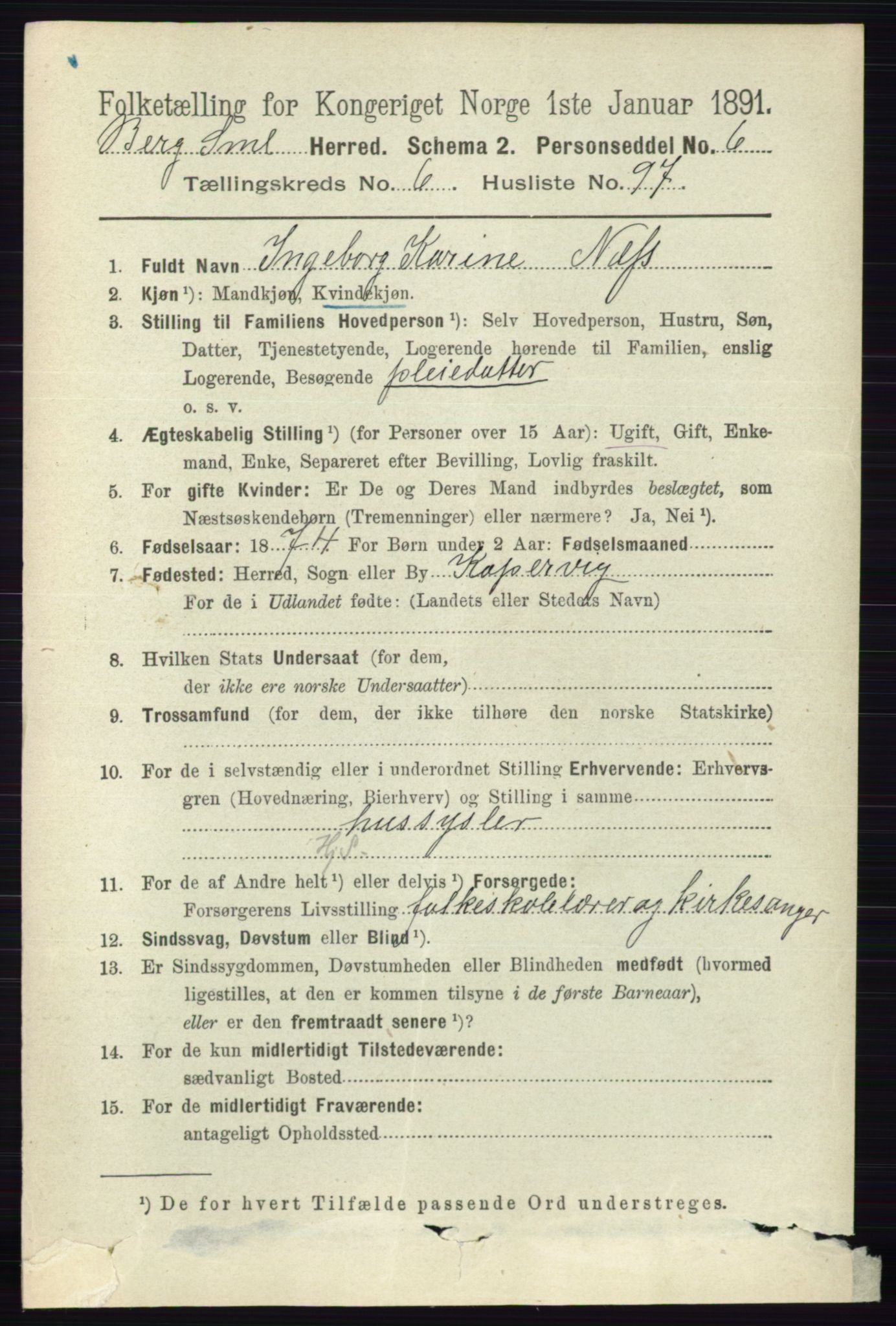 RA, 1891 census for 0116 Berg, 1891, p. 4900