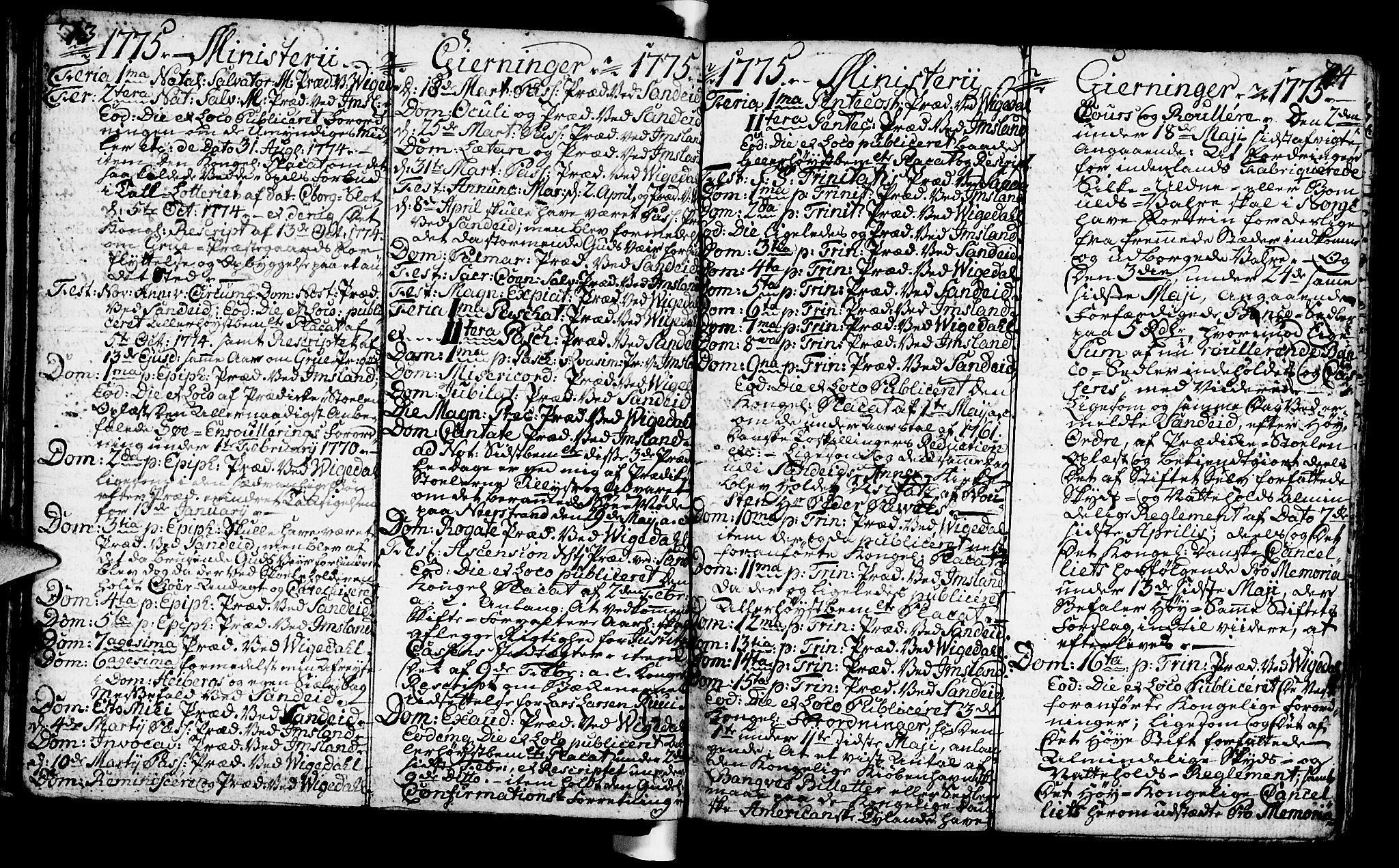 Vikedal sokneprestkontor, AV/SAST-A-101840/01/IV: Parish register (official) no. A 1, 1737-1778, p. 73-74