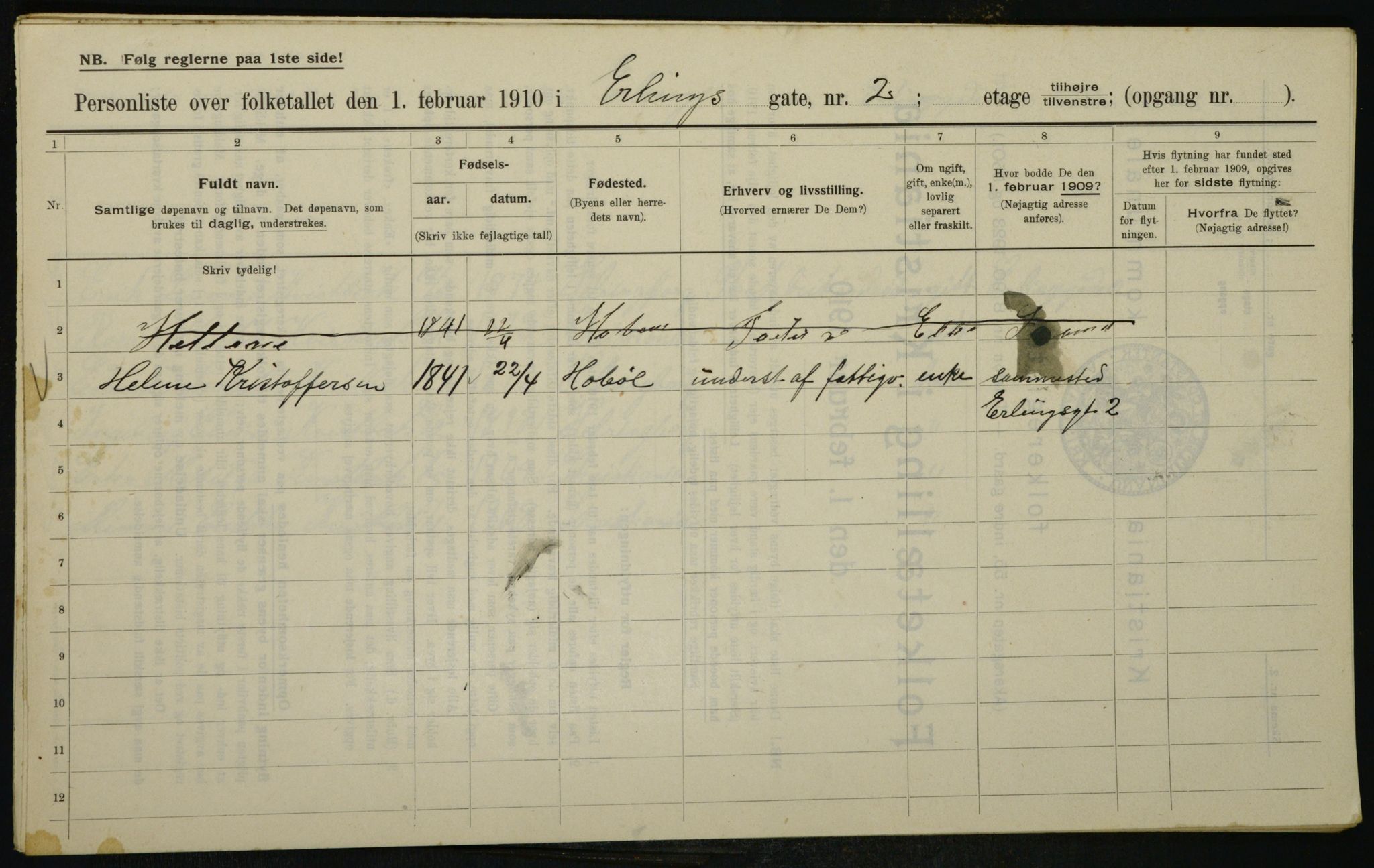 OBA, Municipal Census 1910 for Kristiania, 1910, p. 20666