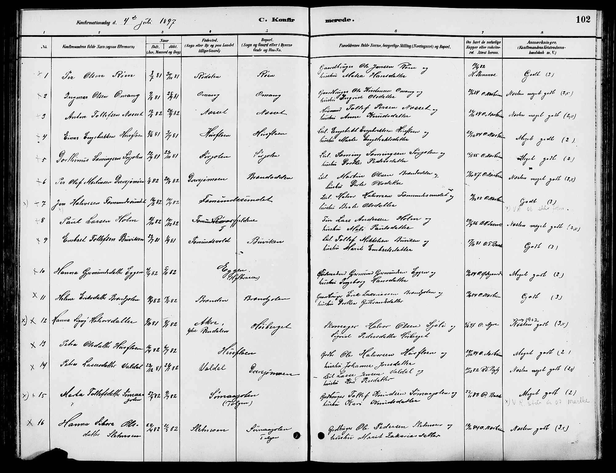 Engerdal prestekontor, AV/SAH-PREST-048/H/Ha/Haa/L0001: Parish register (official) no. 1, 1881-1898, p. 102