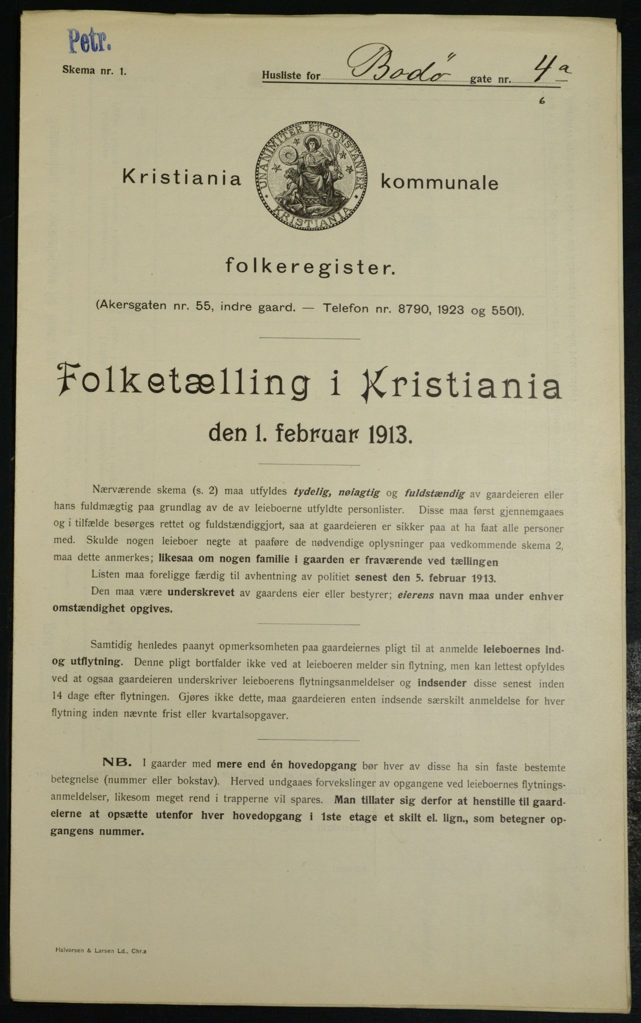 OBA, Municipal Census 1913 for Kristiania, 1913, p. 6572