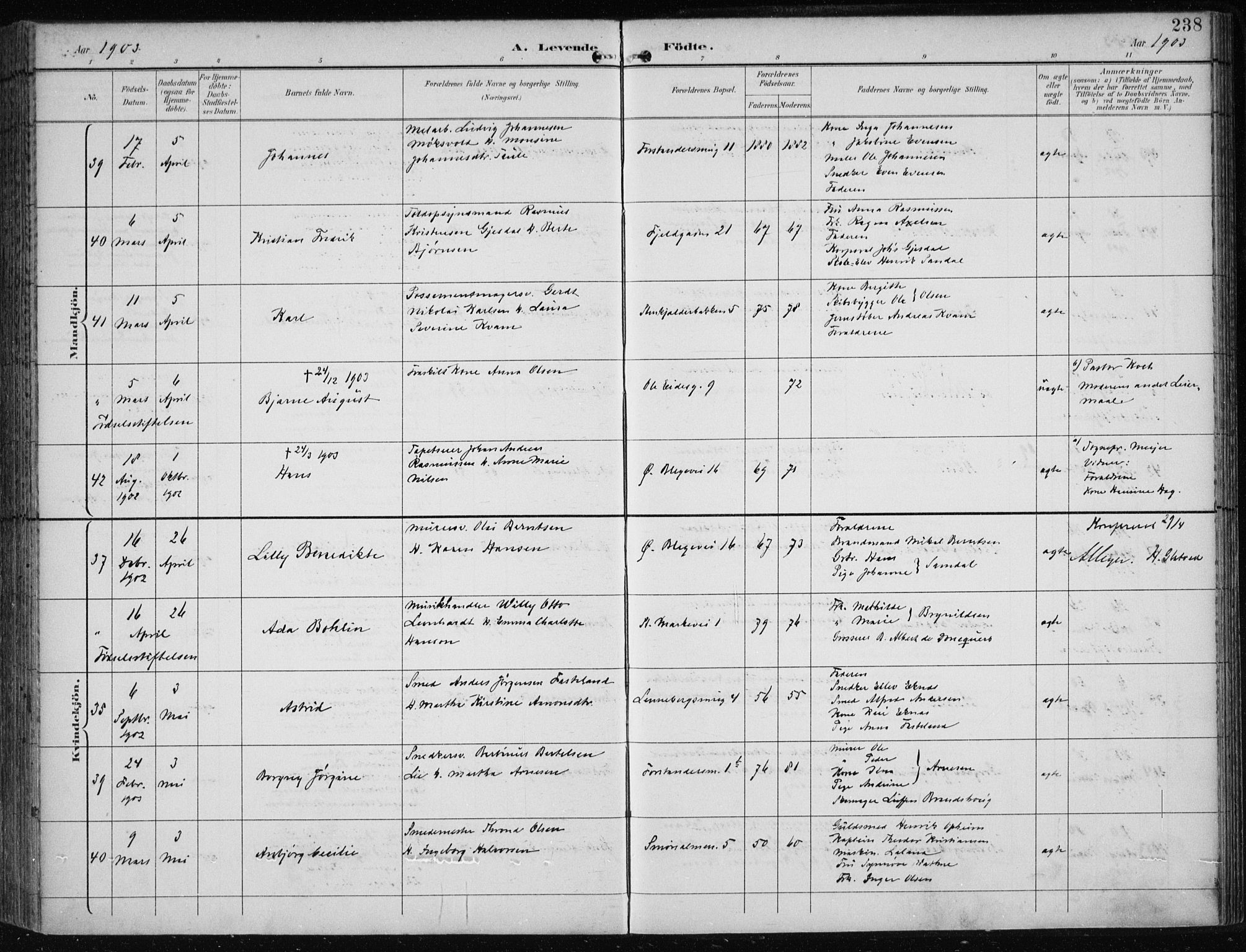 Korskirken sokneprestembete, AV/SAB-A-76101/H/Hab: Parish register (copy) no. B 10, 1896-1905, p. 238