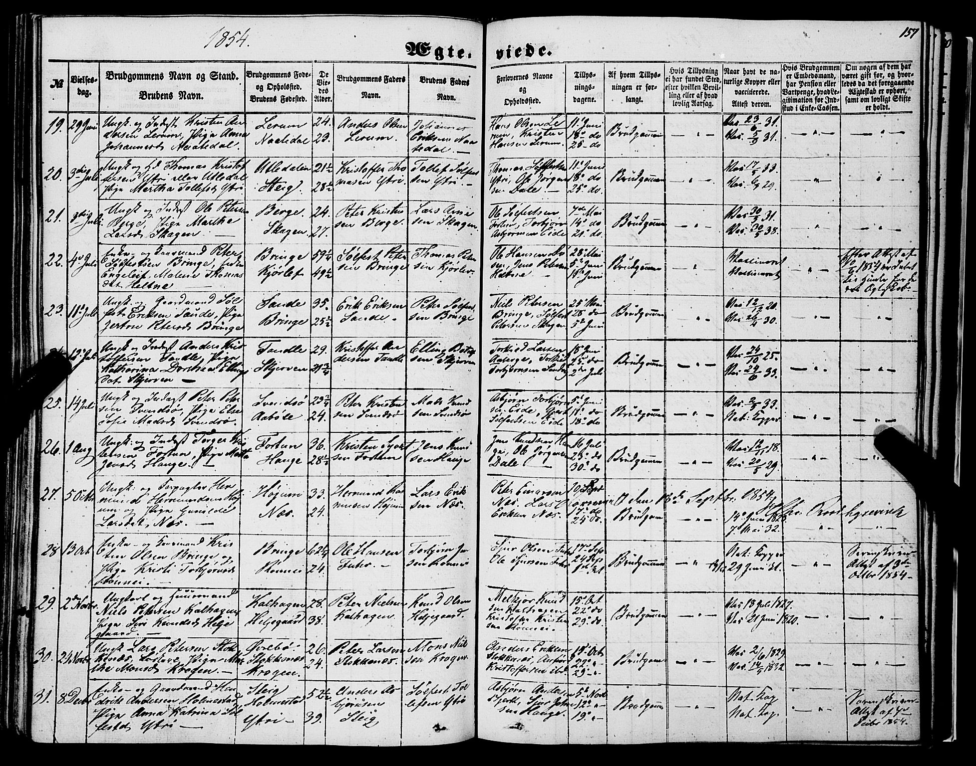 Luster sokneprestembete, AV/SAB-A-81101/H/Haa/Haaa/L0007: Parish register (official) no. A 7, 1849-1859, p. 157