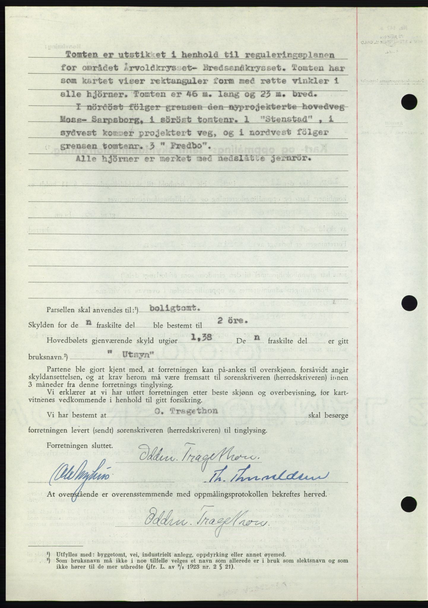 Moss sorenskriveri, AV/SAO-A-10168: Mortgage book no. B20, 1948-1948, Diary no: : 2708/1948