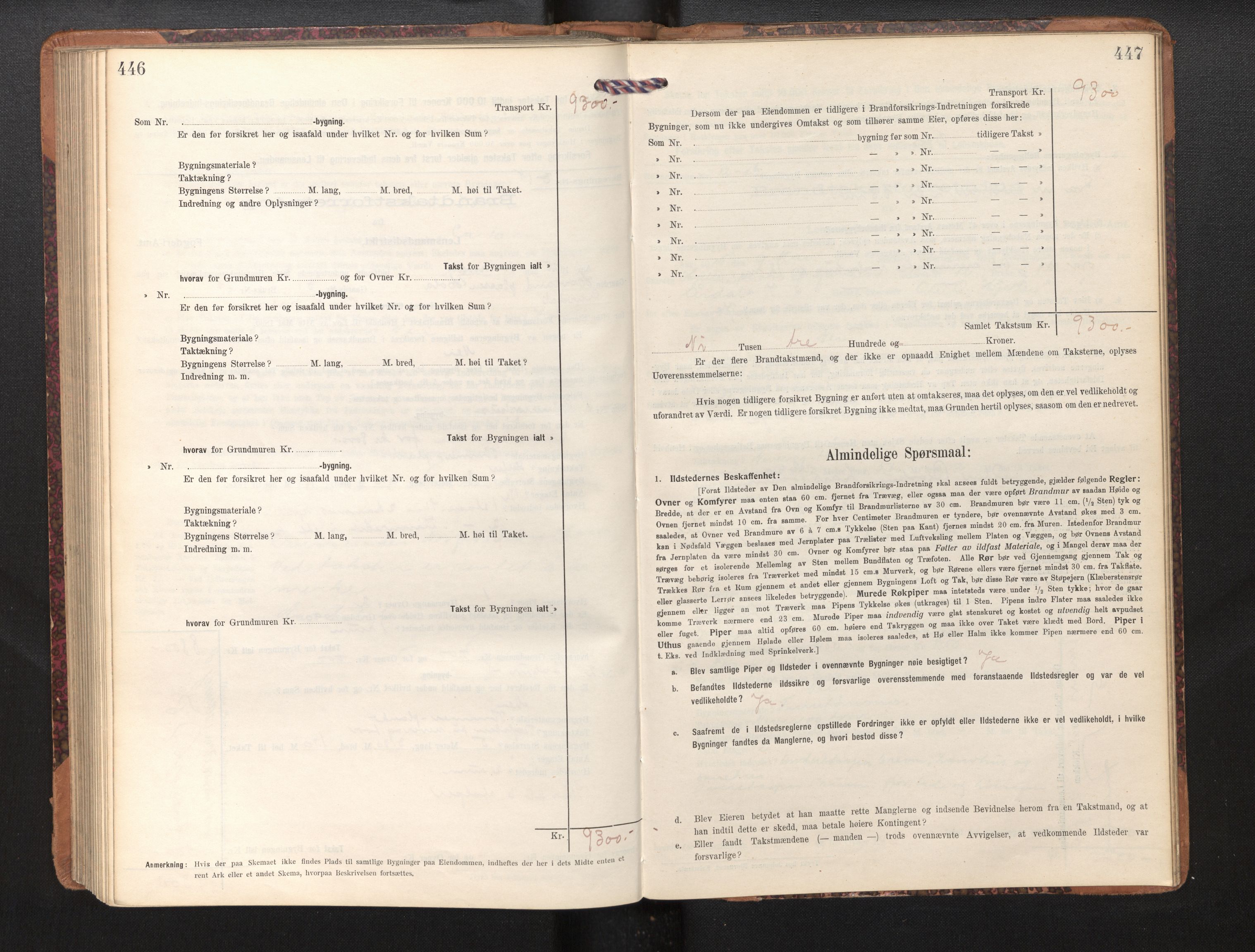 Lensmannen i Årdal, AV/SAB-A-30501/0012/L0009: Branntakstprotokoll, skjematakst, 1914-1926, p. 446-447