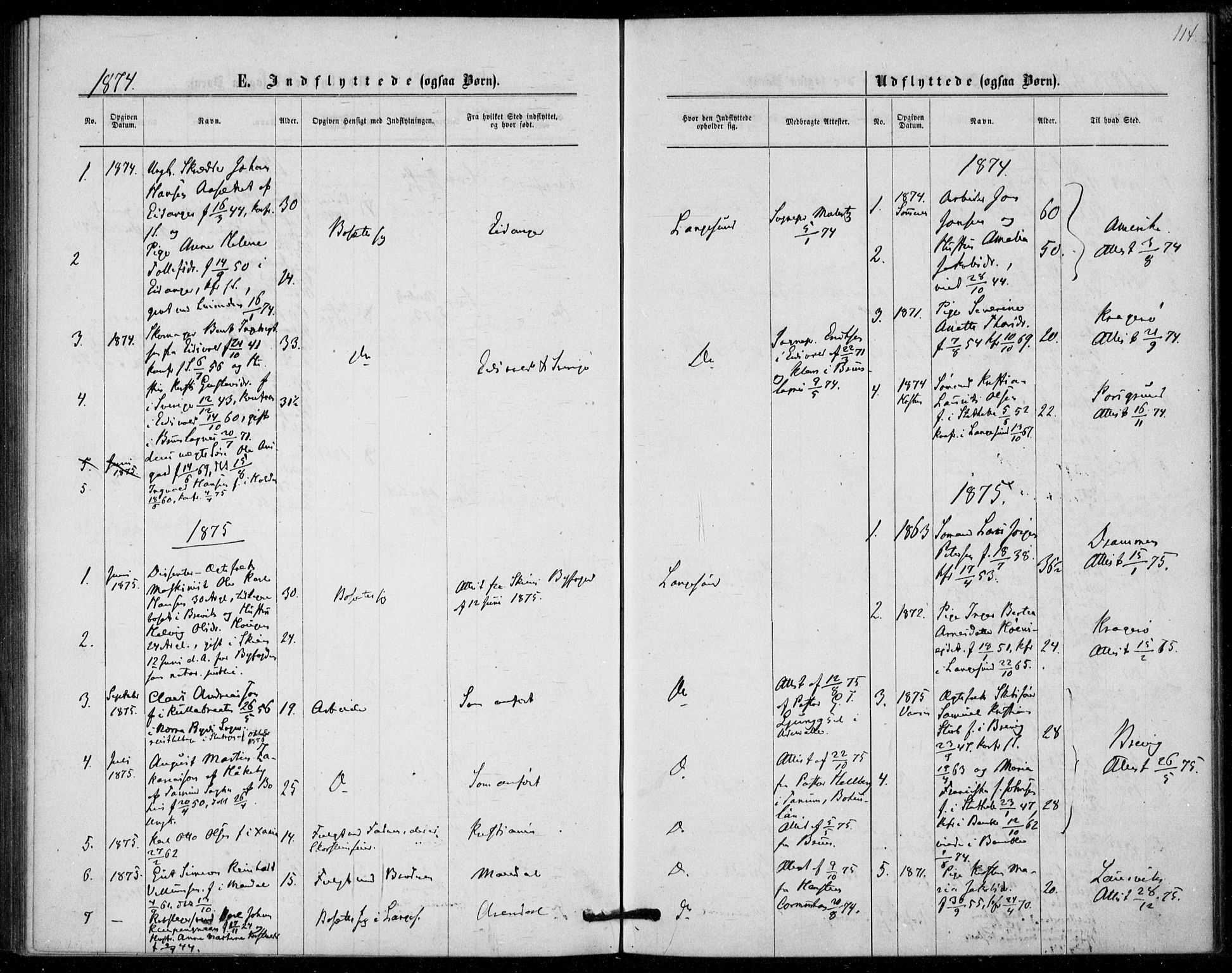 Langesund kirkebøker, AV/SAKO-A-280/F/Fa/L0001: Parish register (official) no. 1, 1870-1877, p. 114