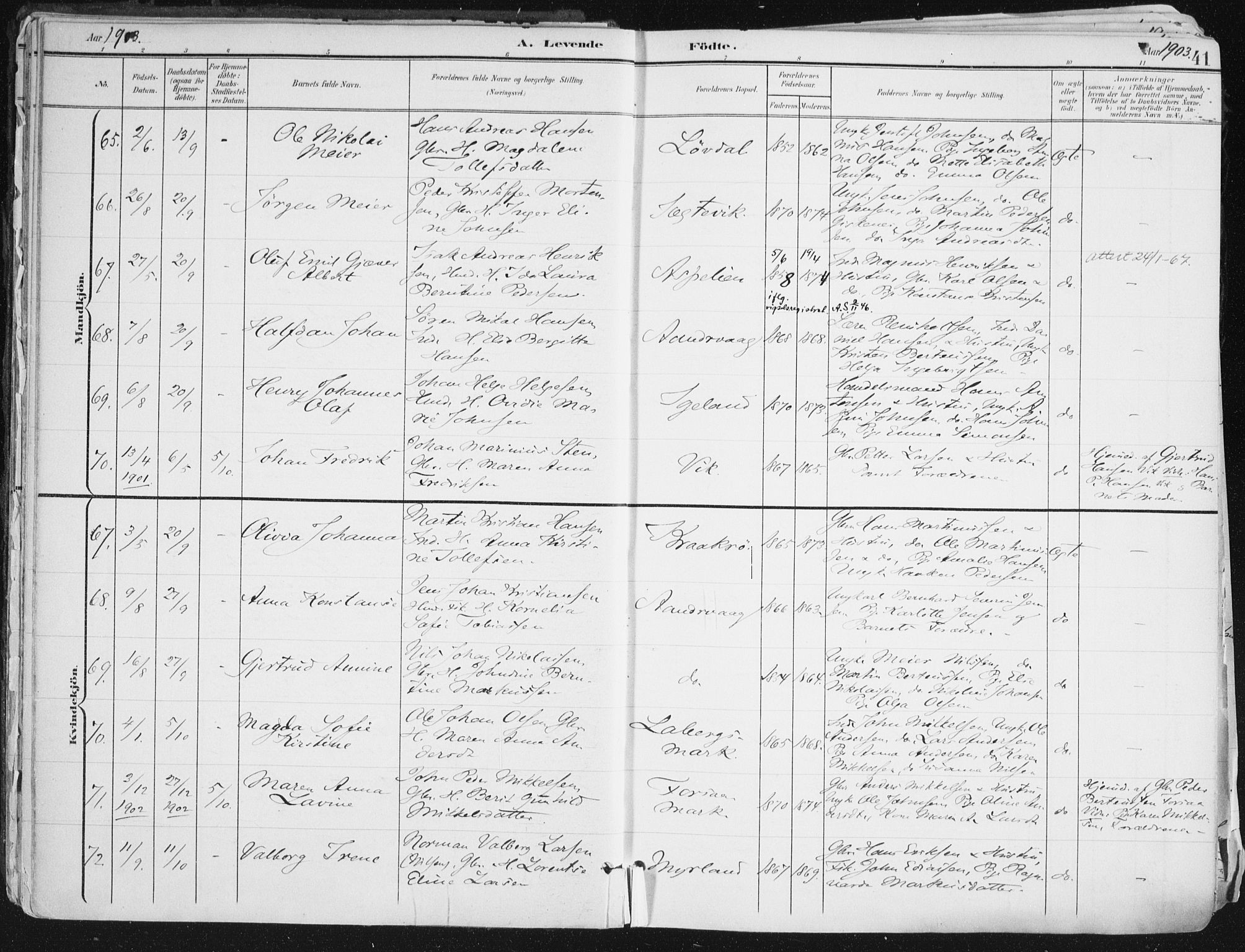 Ibestad sokneprestembete, SATØ/S-0077/H/Ha/Haa/L0017kirke: Parish register (official) no. 17, 1901-1914, p. 41