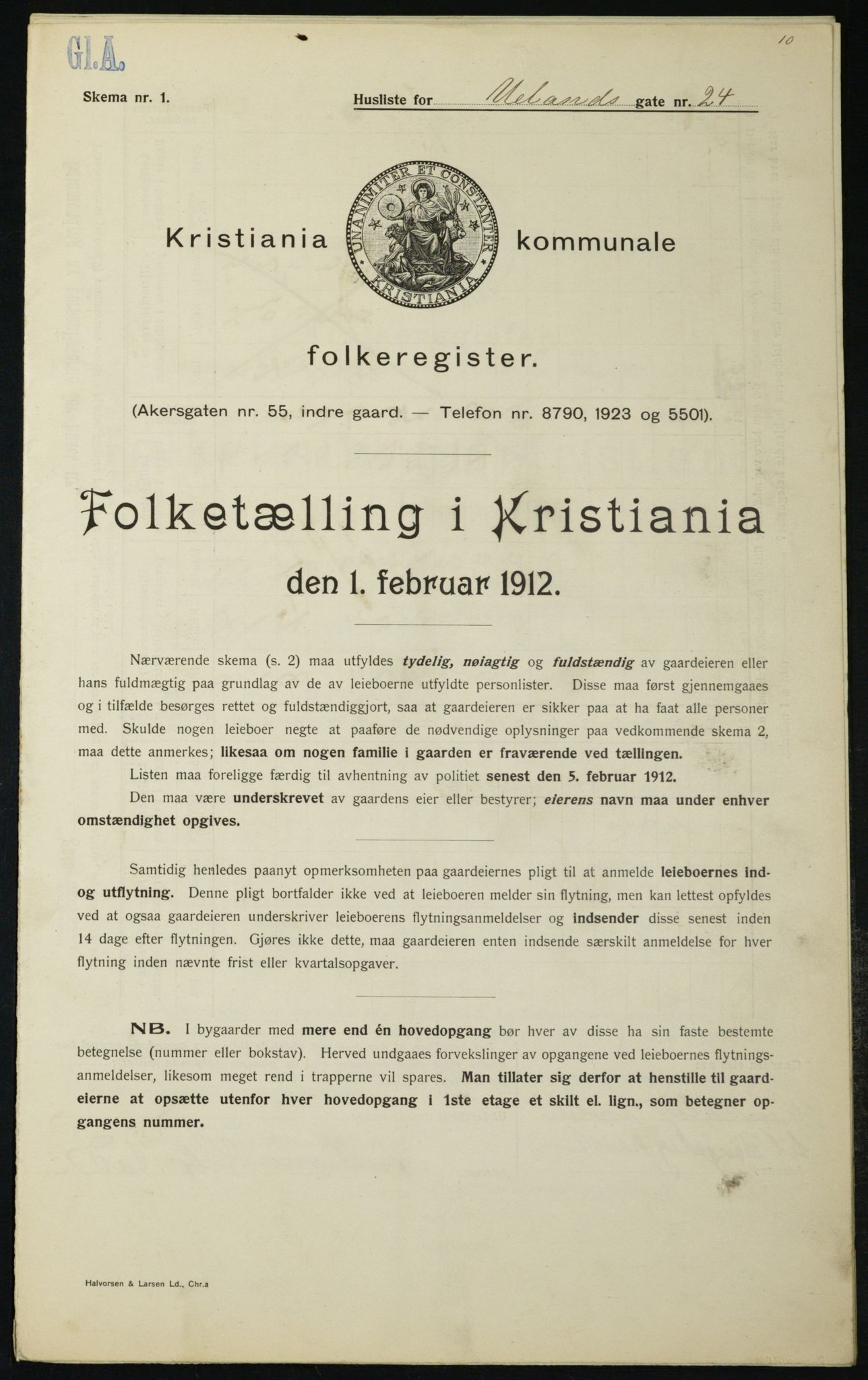OBA, Municipal Census 1912 for Kristiania, 1912, p. 118688