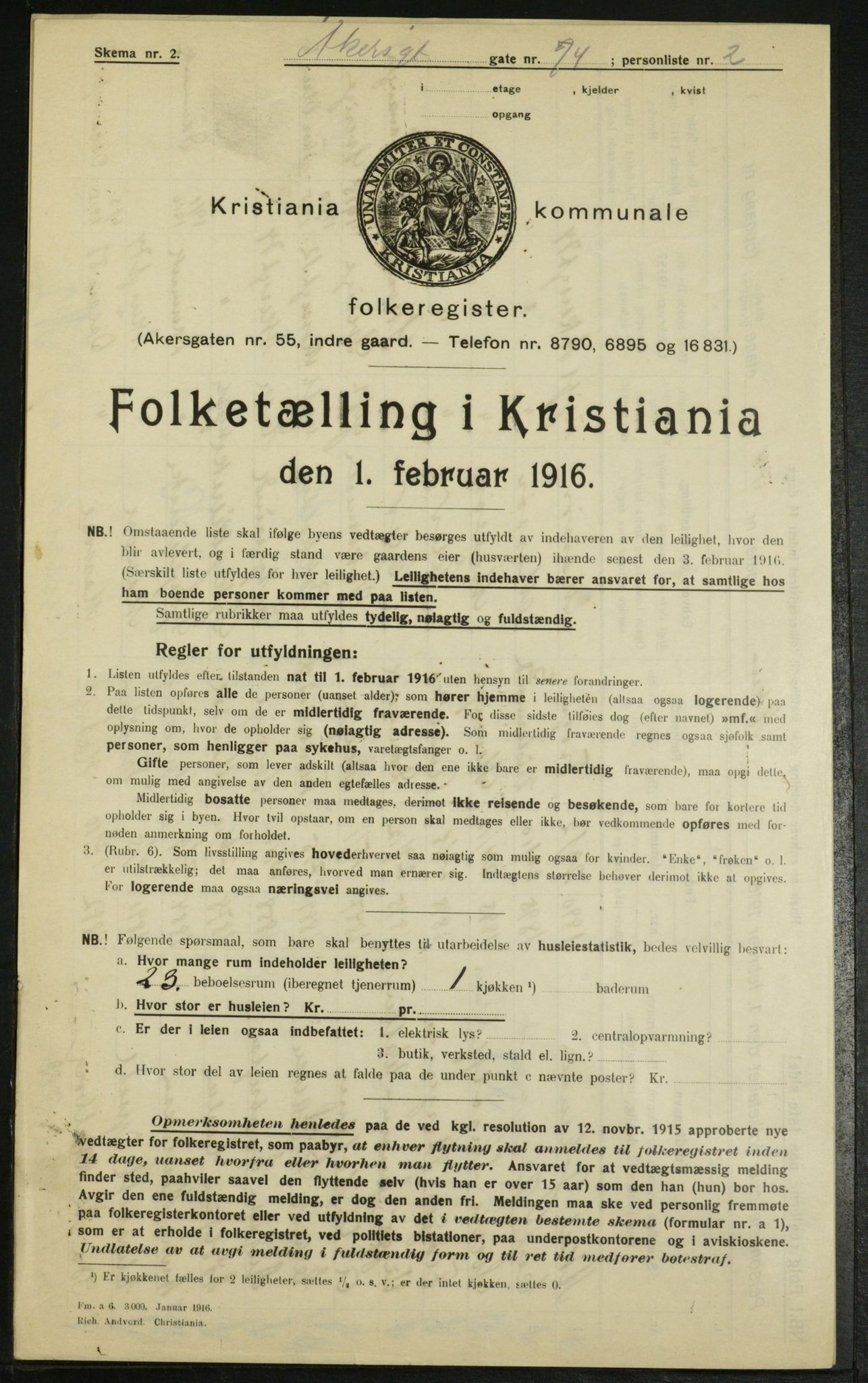 OBA, Municipal Census 1916 for Kristiania, 1916, p. 750