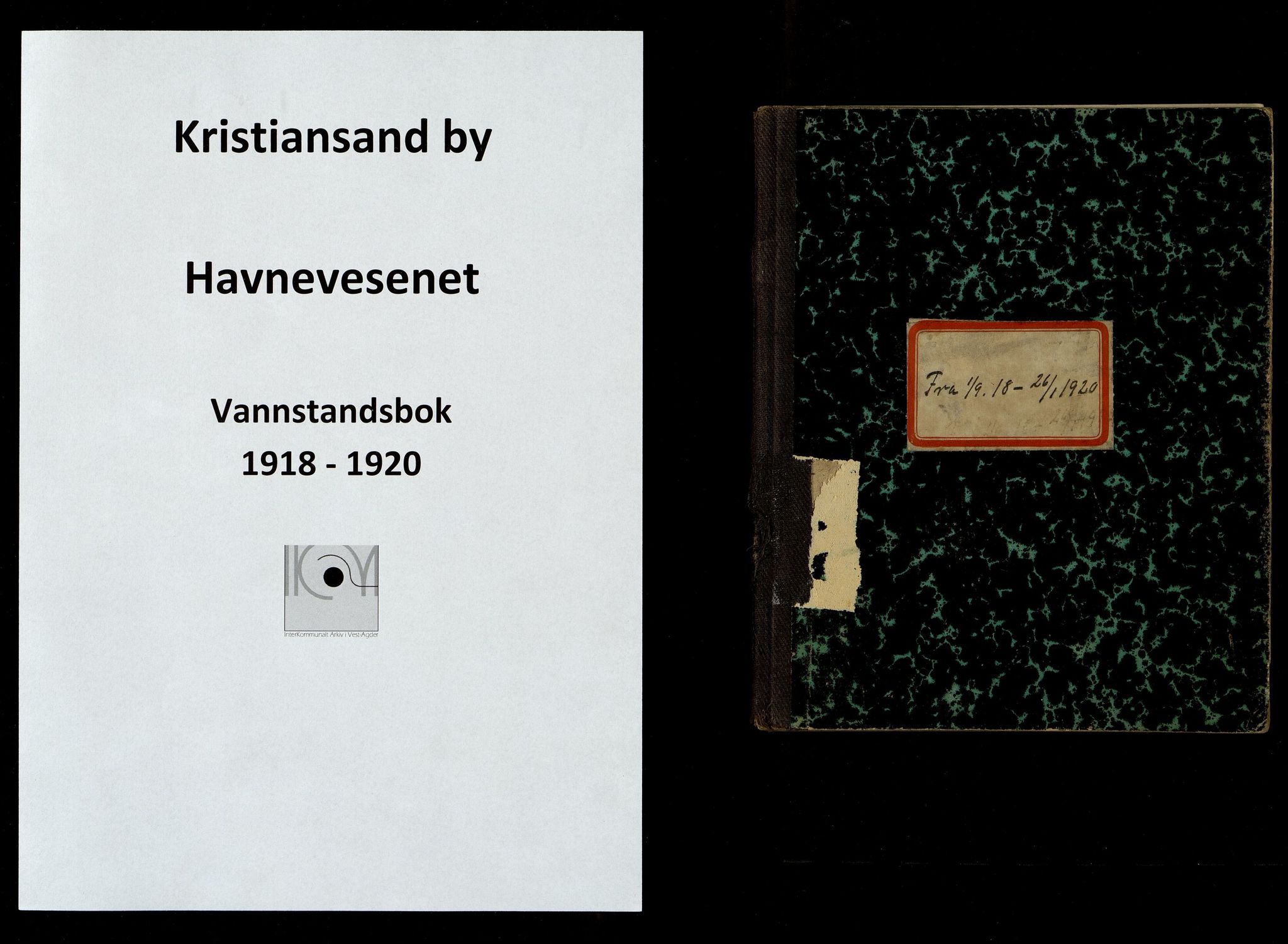 Kristiansand By - Havnevesenet, IKAV/1001KG760/H/L0001/0001: Vannstandsbøker / Vannstandsbok (d), 1918-1920