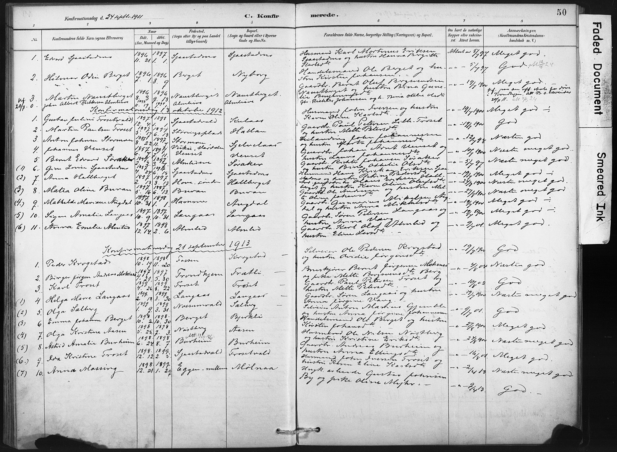 Ministerialprotokoller, klokkerbøker og fødselsregistre - Nord-Trøndelag, SAT/A-1458/718/L0175: Parish register (official) no. 718A01, 1890-1923, p. 50