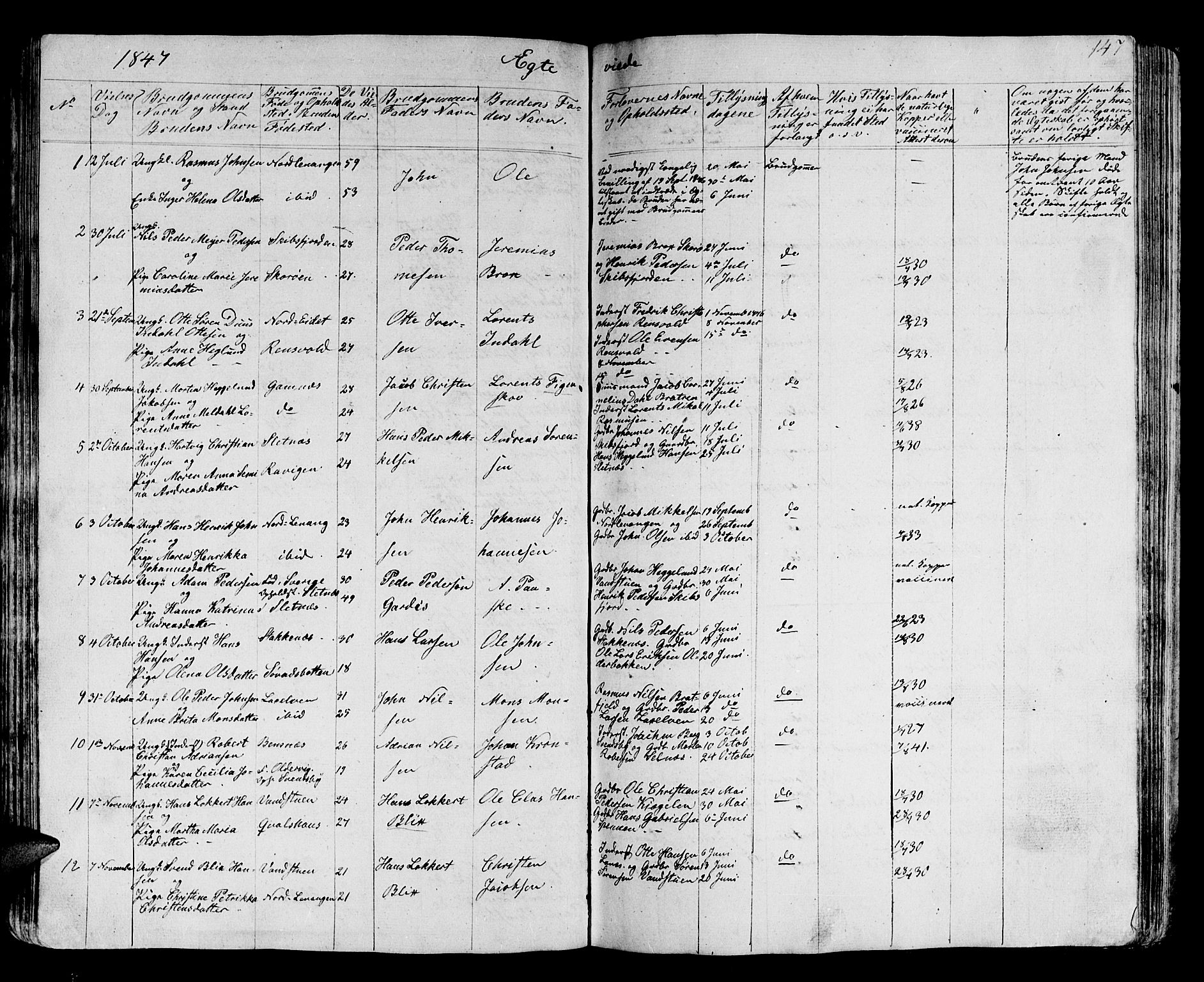 Karlsøy sokneprestembete, SATØ/S-1299/H/Ha/Hab/L0002klokker: Parish register (copy) no. 2, 1843-1861, p. 147