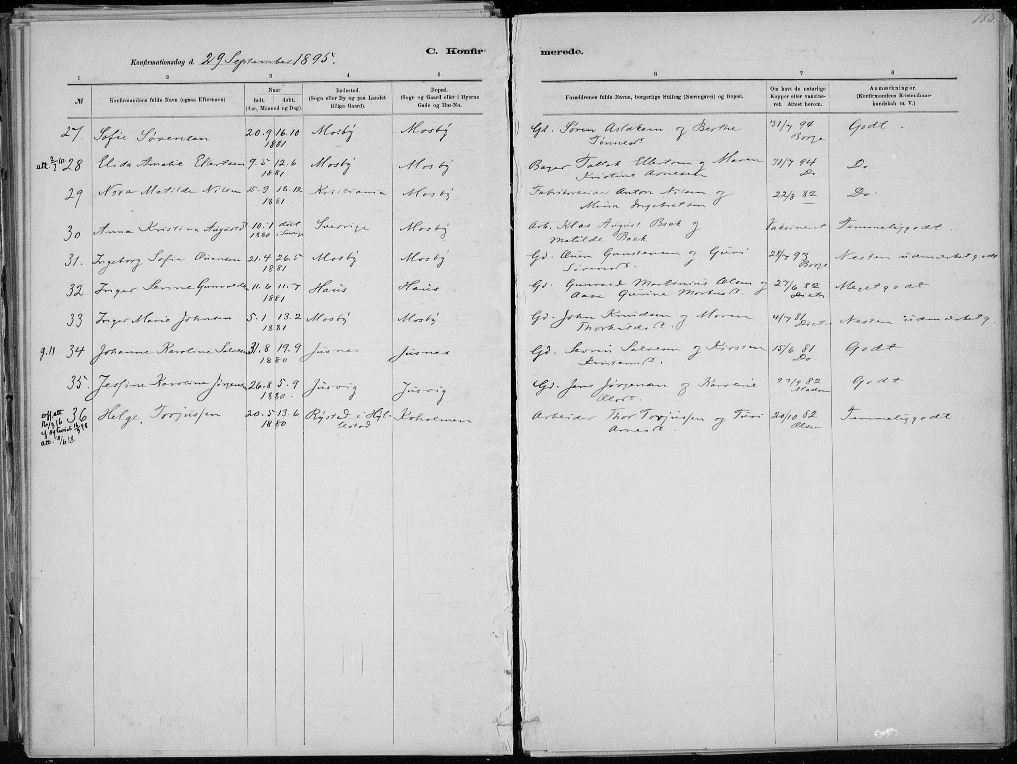 Oddernes sokneprestkontor, AV/SAK-1111-0033/F/Fa/Faa/L0009: Parish register (official) no. A 9, 1884-1896, p. 183