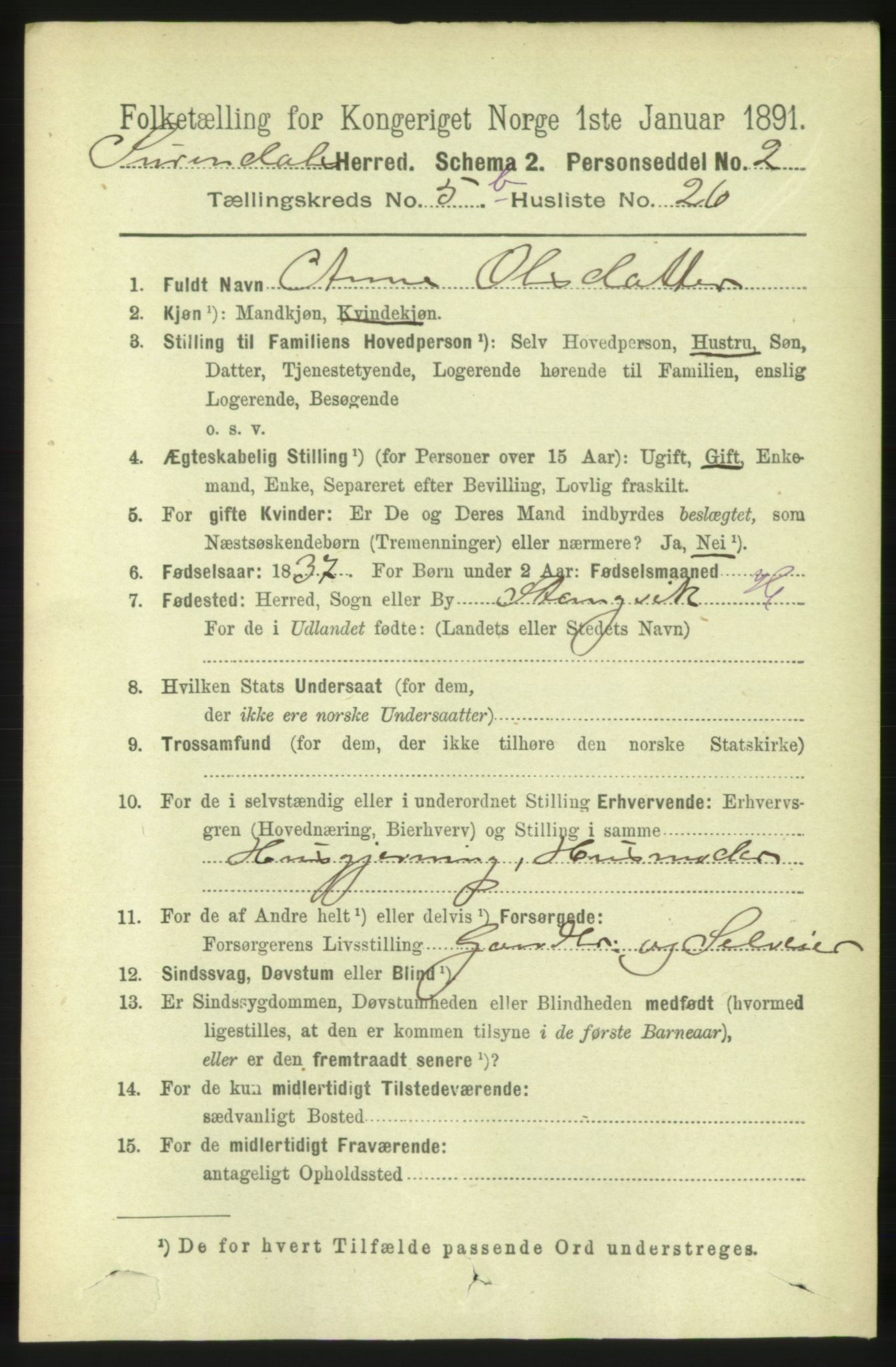 RA, 1891 census for 1566 Surnadal, 1891, p. 1641