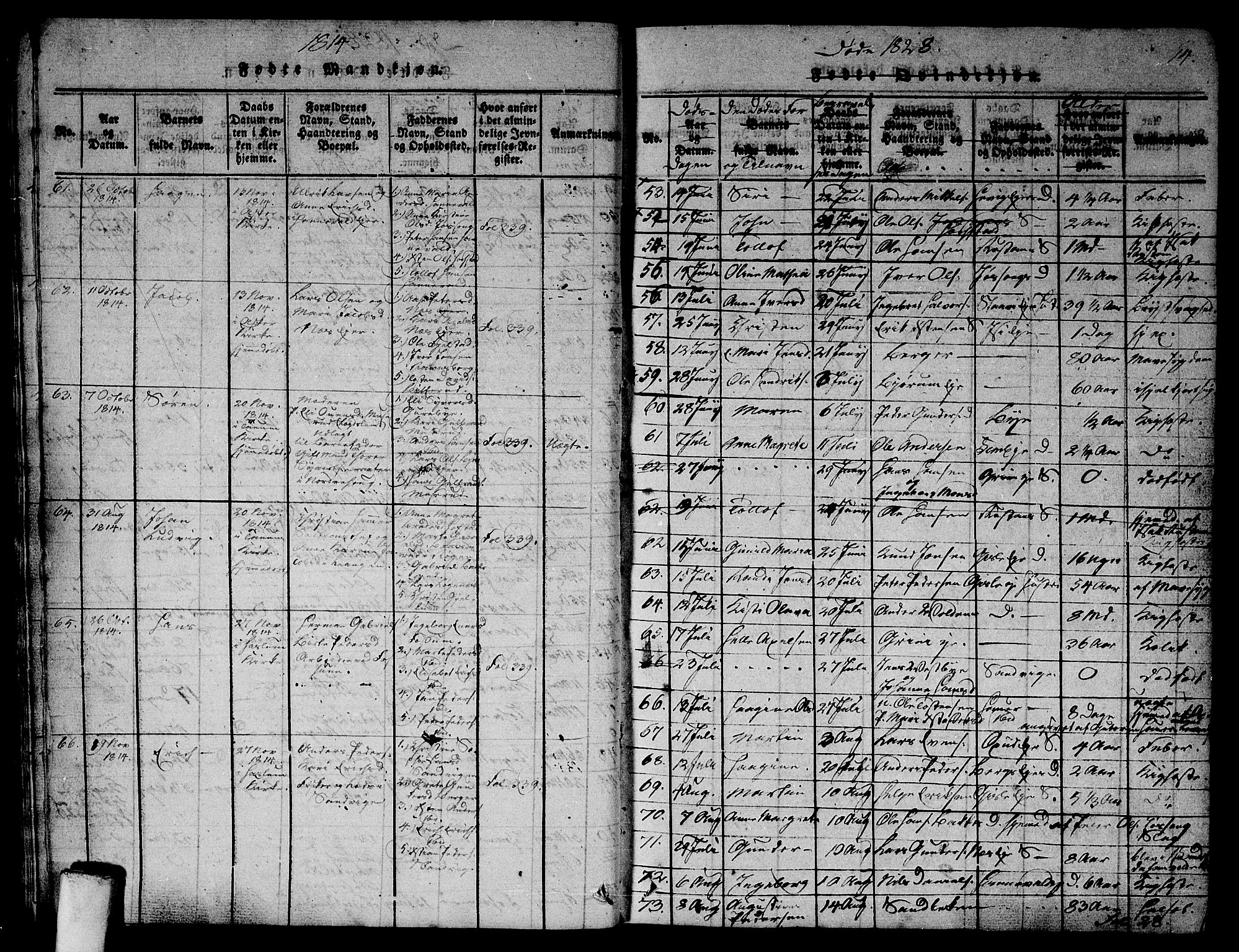 Asker prestekontor Kirkebøker, SAO/A-10256a/G/Ga/L0001: Parish register (copy) no. I 1, 1814-1830, p. 14